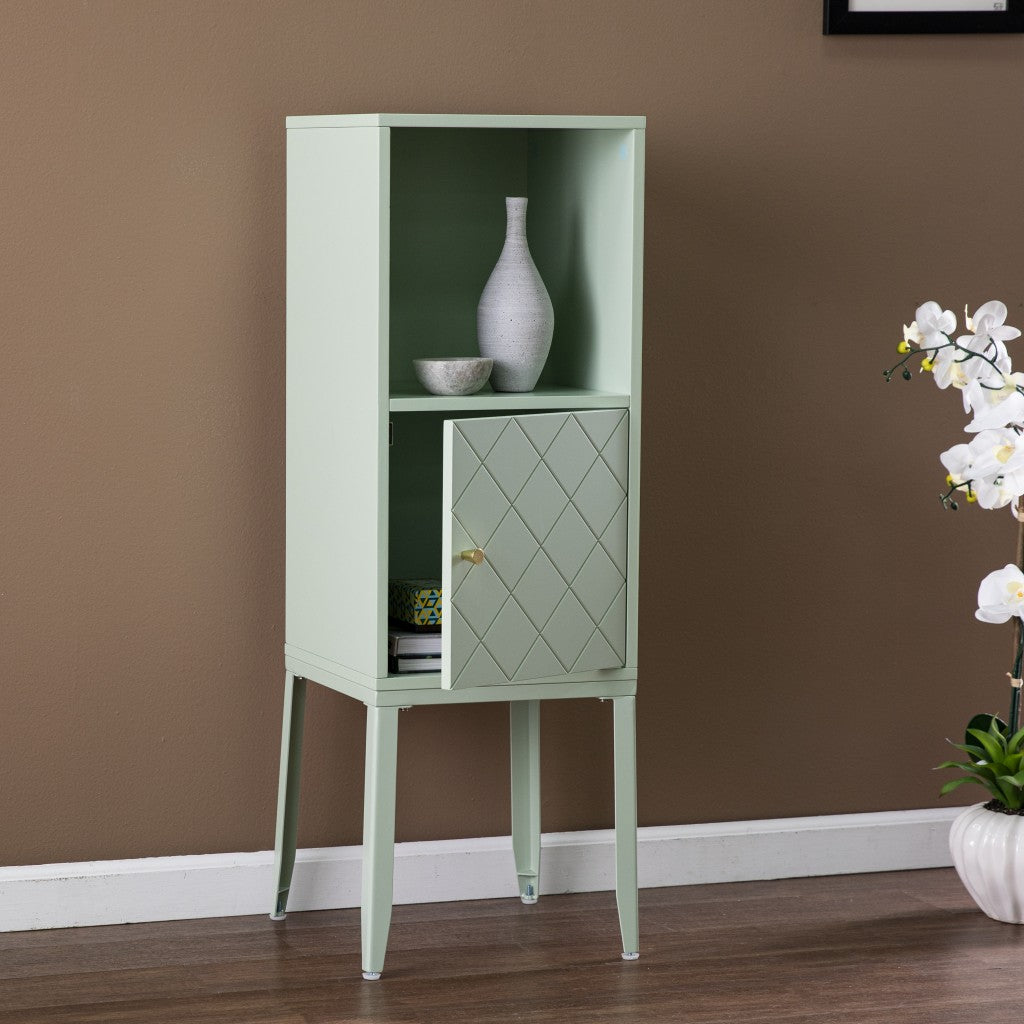 Pale Green Crosshatch Accent Storage Cabinet