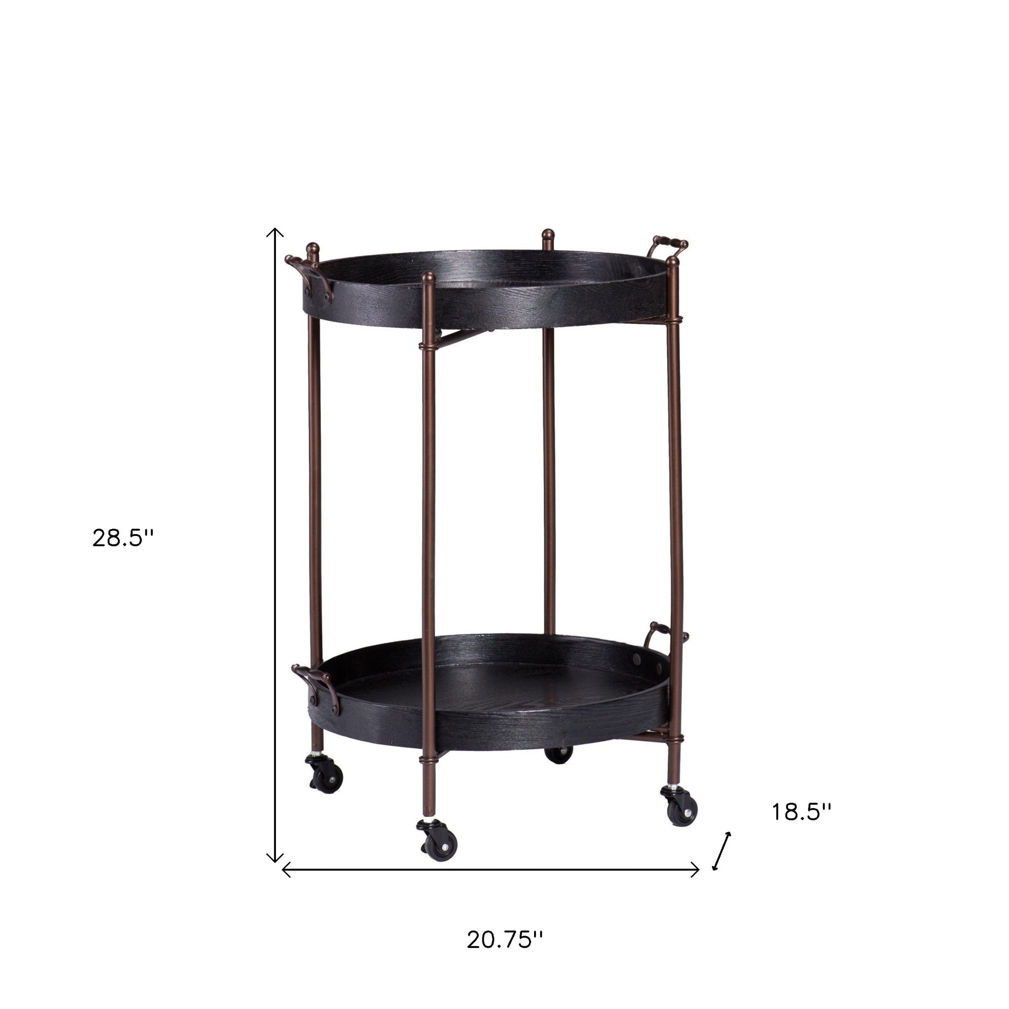 29" Black Manufactured Wood And Iron Round End Table