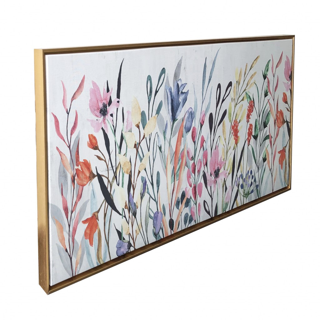 Rainbow of Wildflowers Framed Giclee Wall Art Floater Frame Graphic Art Wall Art