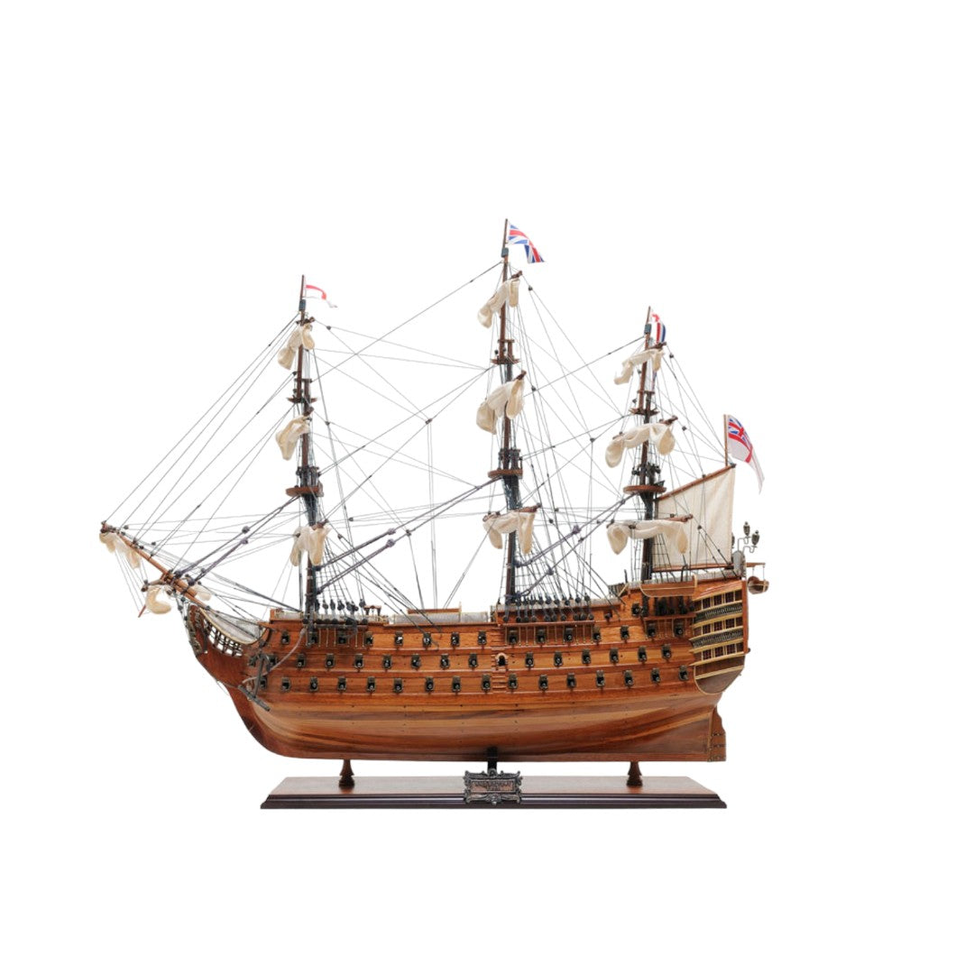 36" Wood Brown HMS Victory Hand Painted Decorative Boat