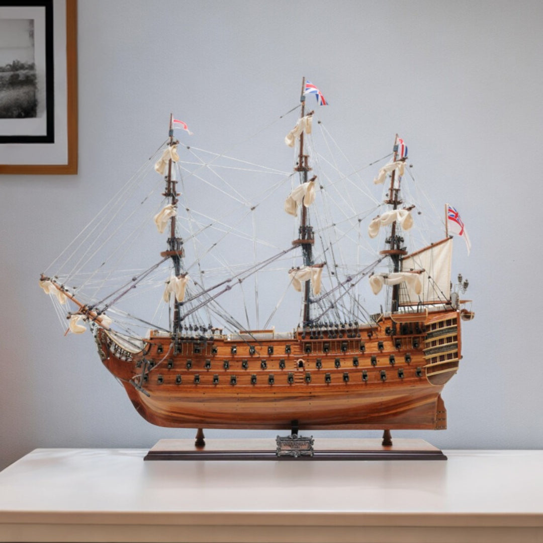 36" Wood Brown HMS Victory Hand Painted Decorative Boat