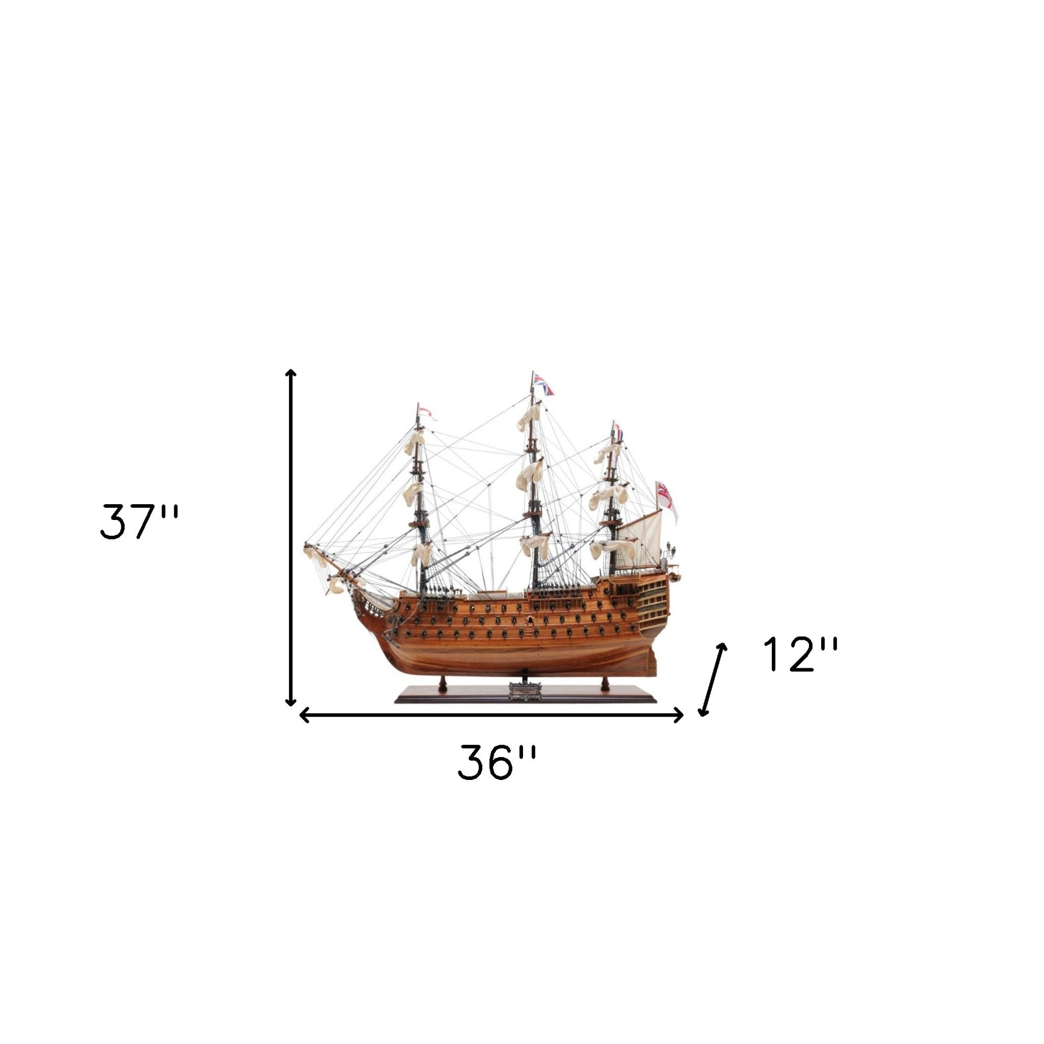 36" Wood Brown HMS Victory Hand Painted Decorative Boat