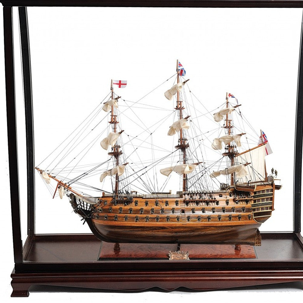 39" Wood Brown HMS Victory Large Table Top Display Hand Painted Decorative Boat