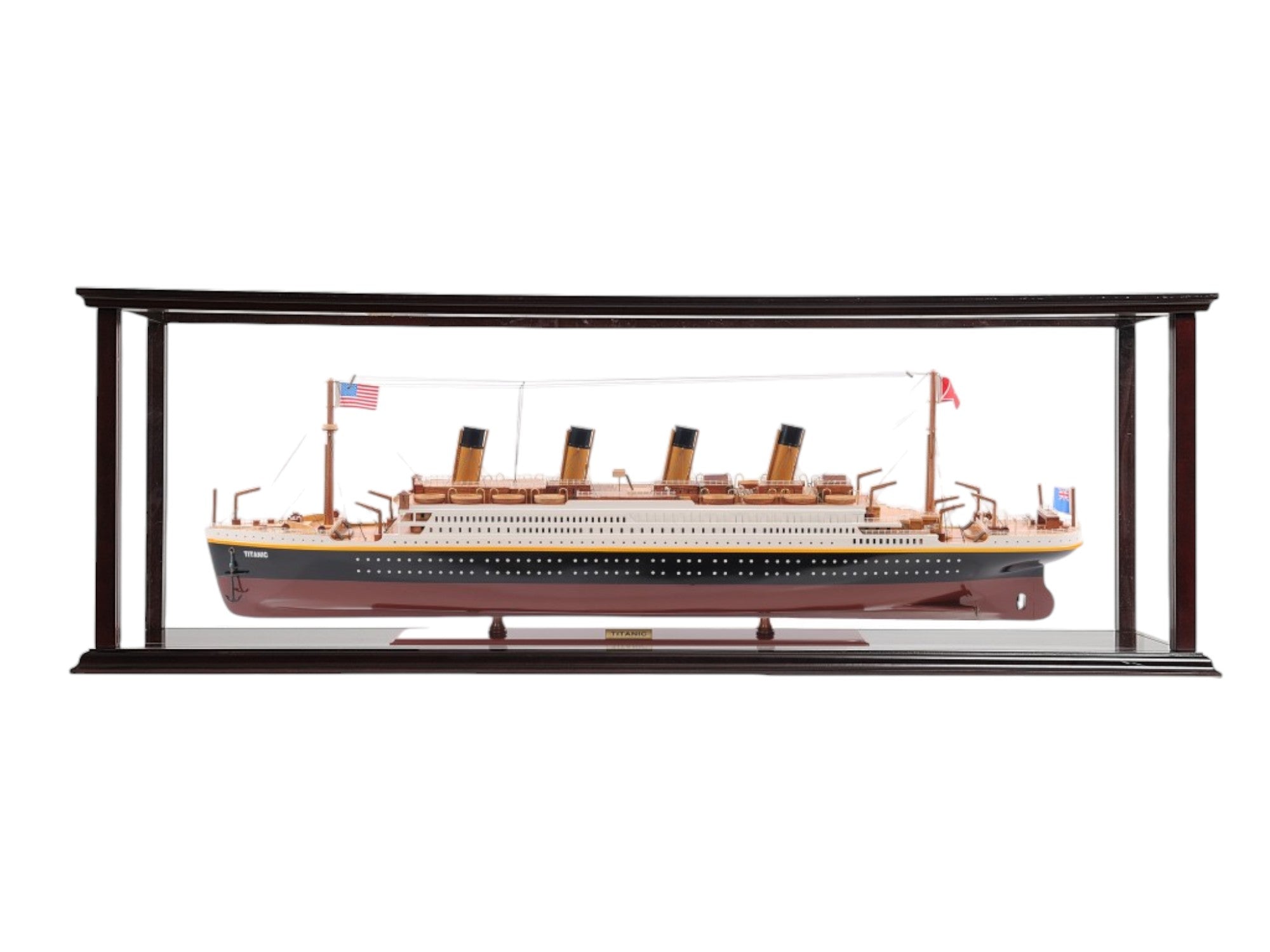 15" Black and Red 1912 RMS Titanic Large Display Case Boat Hand Painted Decorative Boat