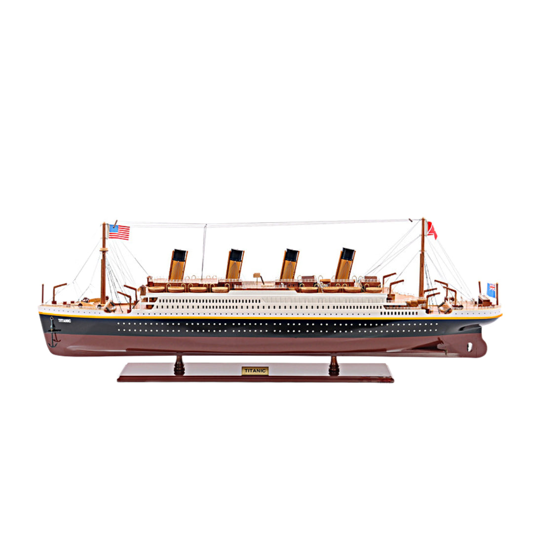 11" Black and Red 1912 RMS Titanic Medium Boat Hand Painted Decorative Boat