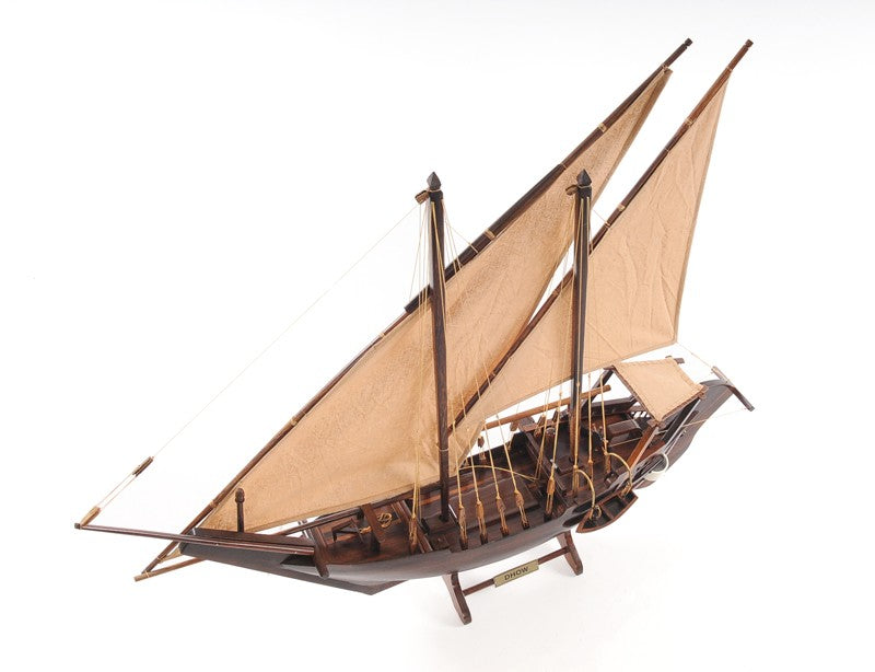 27" Wood Brown Dhow Hand Painted Decorative Boat