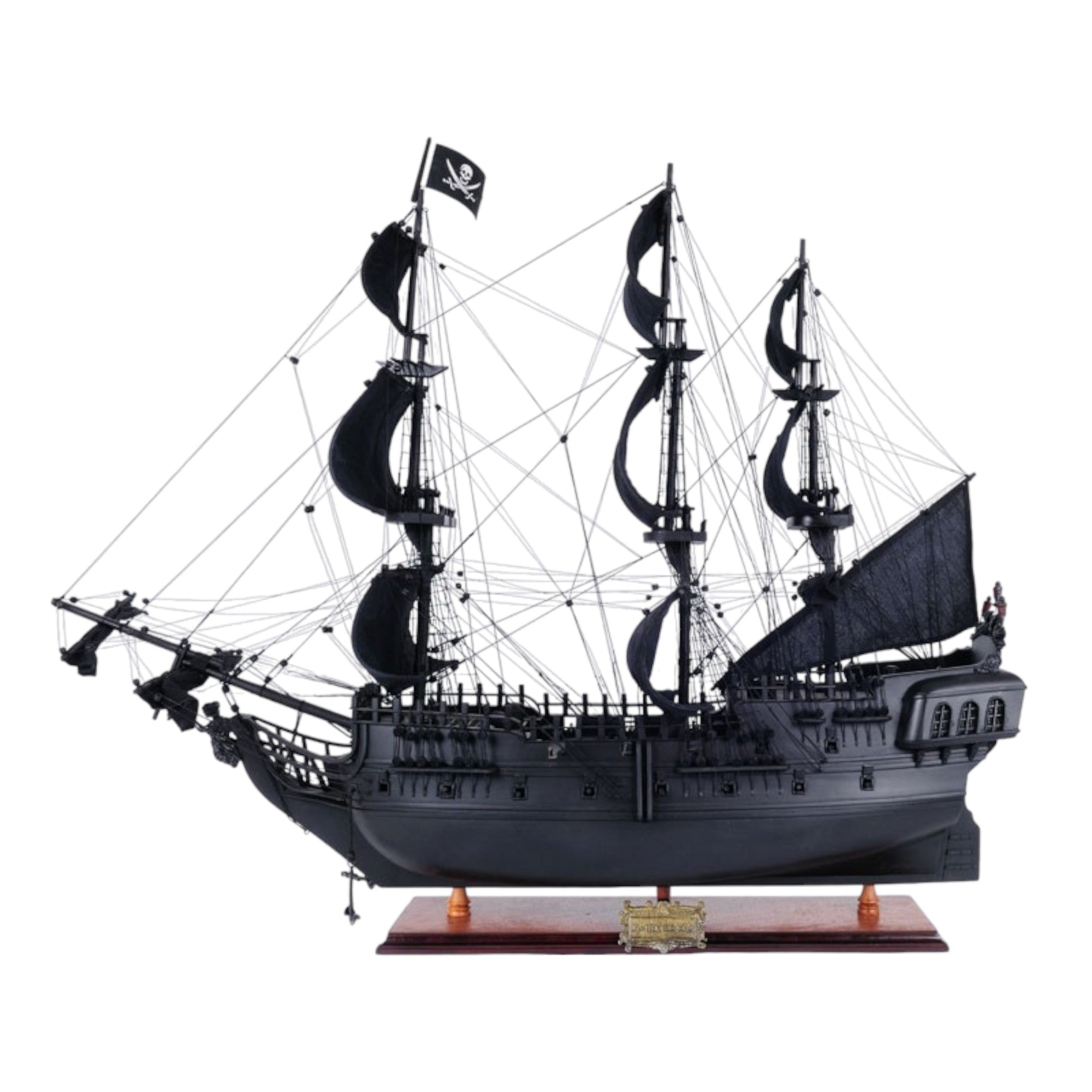 29" Black Black Pearl Pirate Boat Hand Painted Decorative Boat