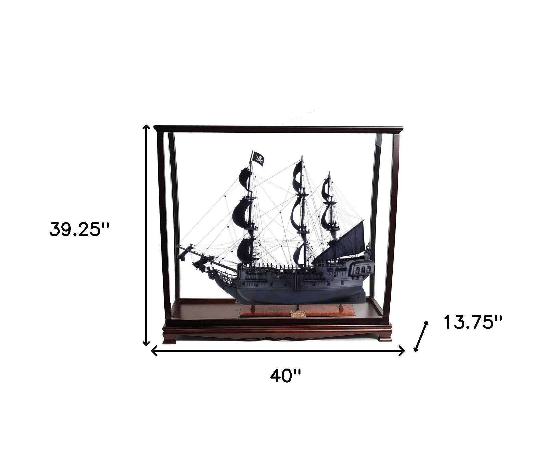 39" Black Black Pearl Pirate Table Top Display Boat Hand Painted Decorative Boat