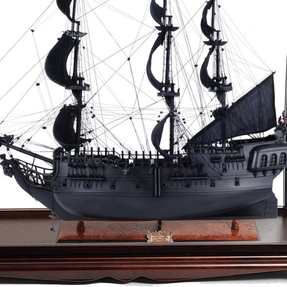 39" Black Black Pearl Pirate Table Top Display Boat Hand Painted Decorative Boat