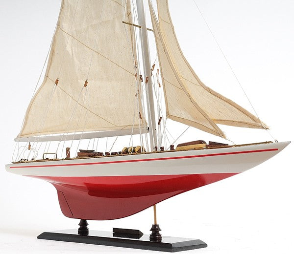 32" Red and White Endeavour Yacht Painted Boat Hand Painted Decorative Boat