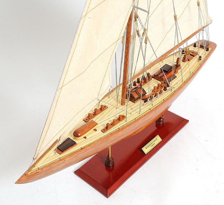 31" Wood Brown Endeavour Yacht Hand Painted Sculpture