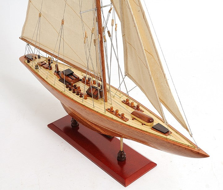 31" Wood Brown Endeavour Yacht Hand Painted Sculpture