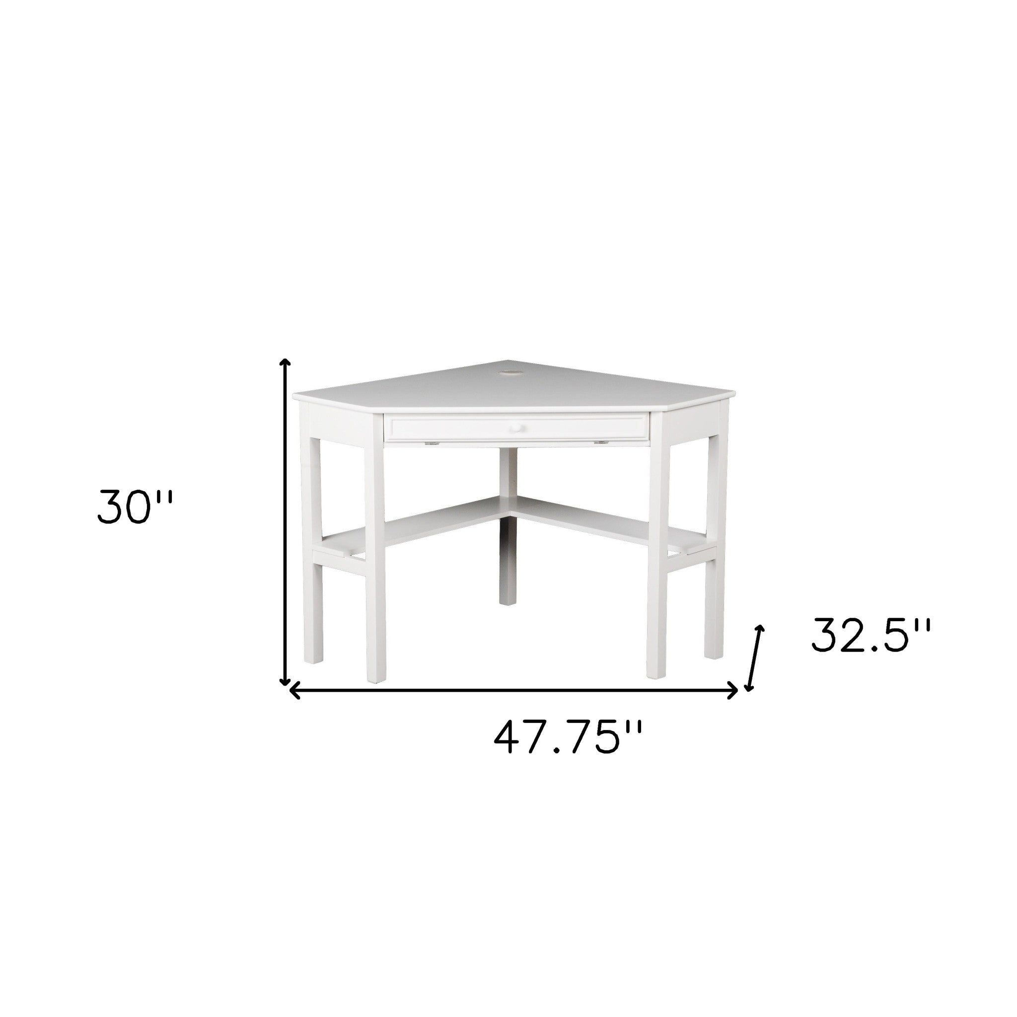 48" White Solid Wood Corner Writing Desk