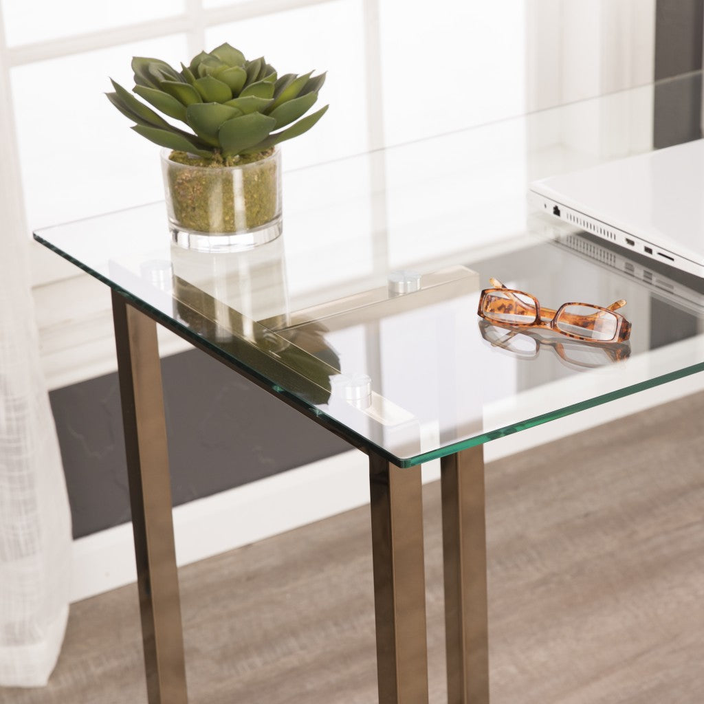 48" Clear and Champagne Glass Writing Desk