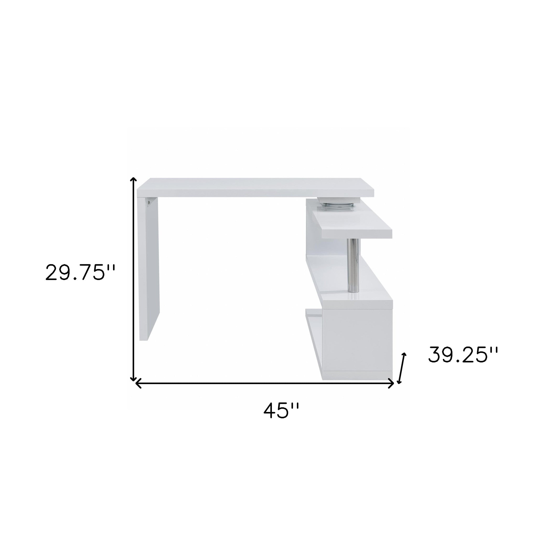 45" White Corner Writing Desk