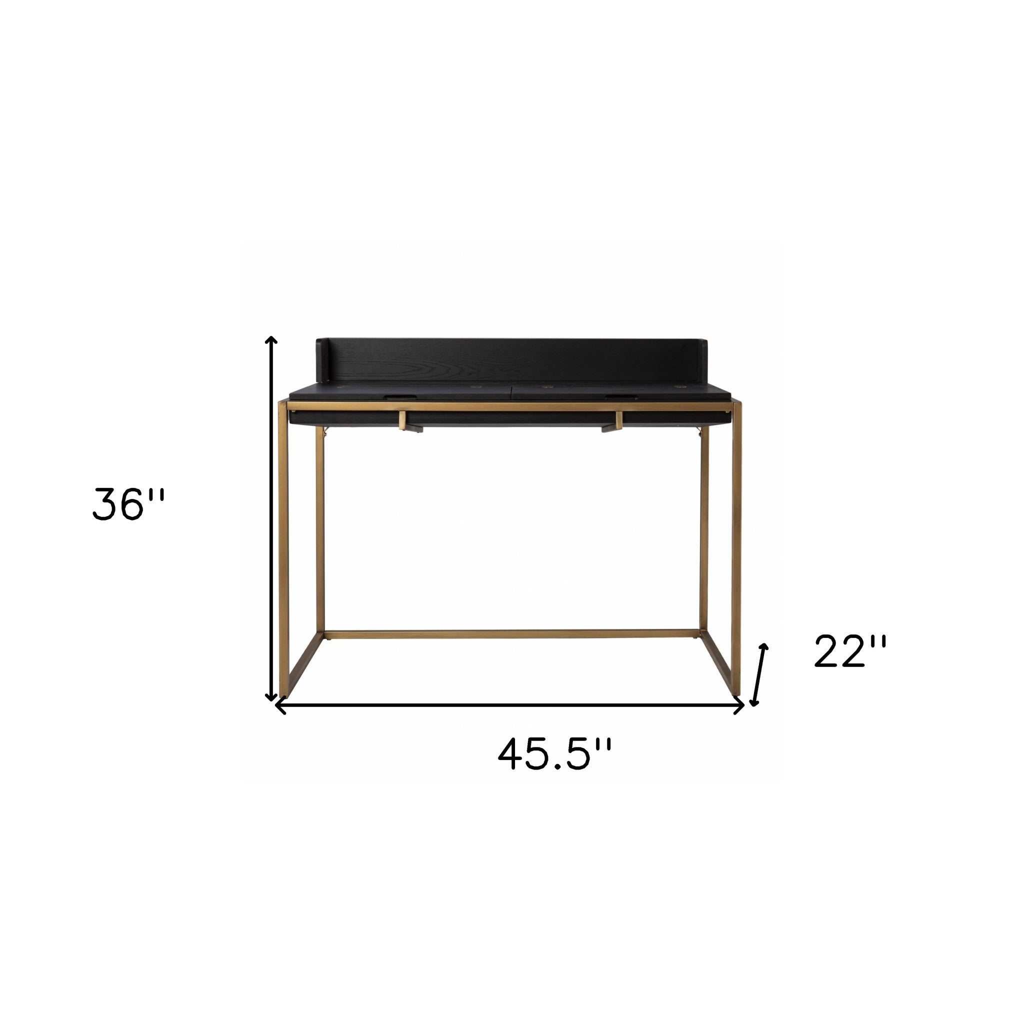 46" Black And Gold Writing Desk