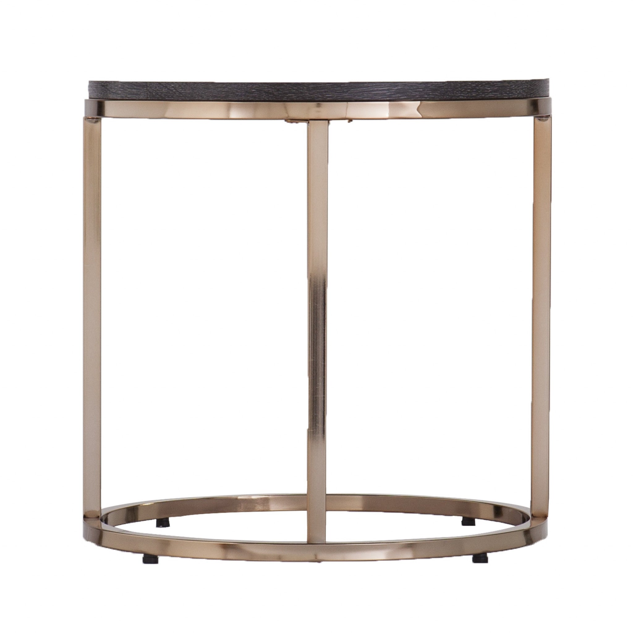 32" Champagne And Charcoal Manufactured Wood And Metal With Iron Round Coffee Table