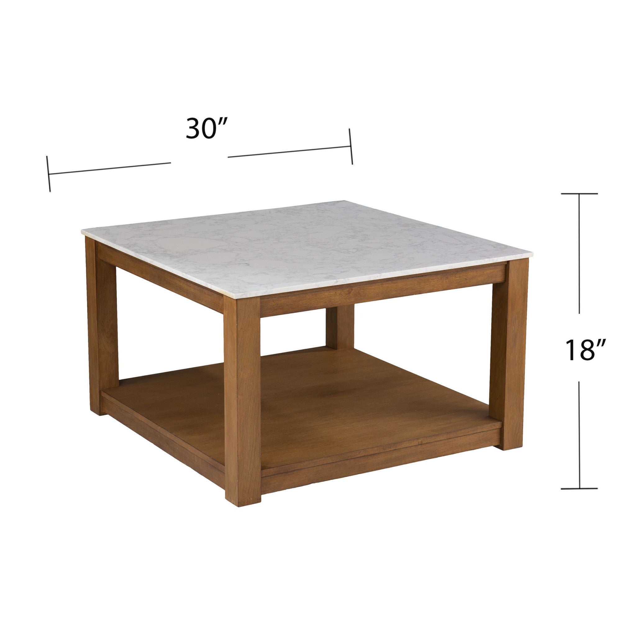 30" Natural And Natural Brown Solid Manufactured Wood Square Coffee Table