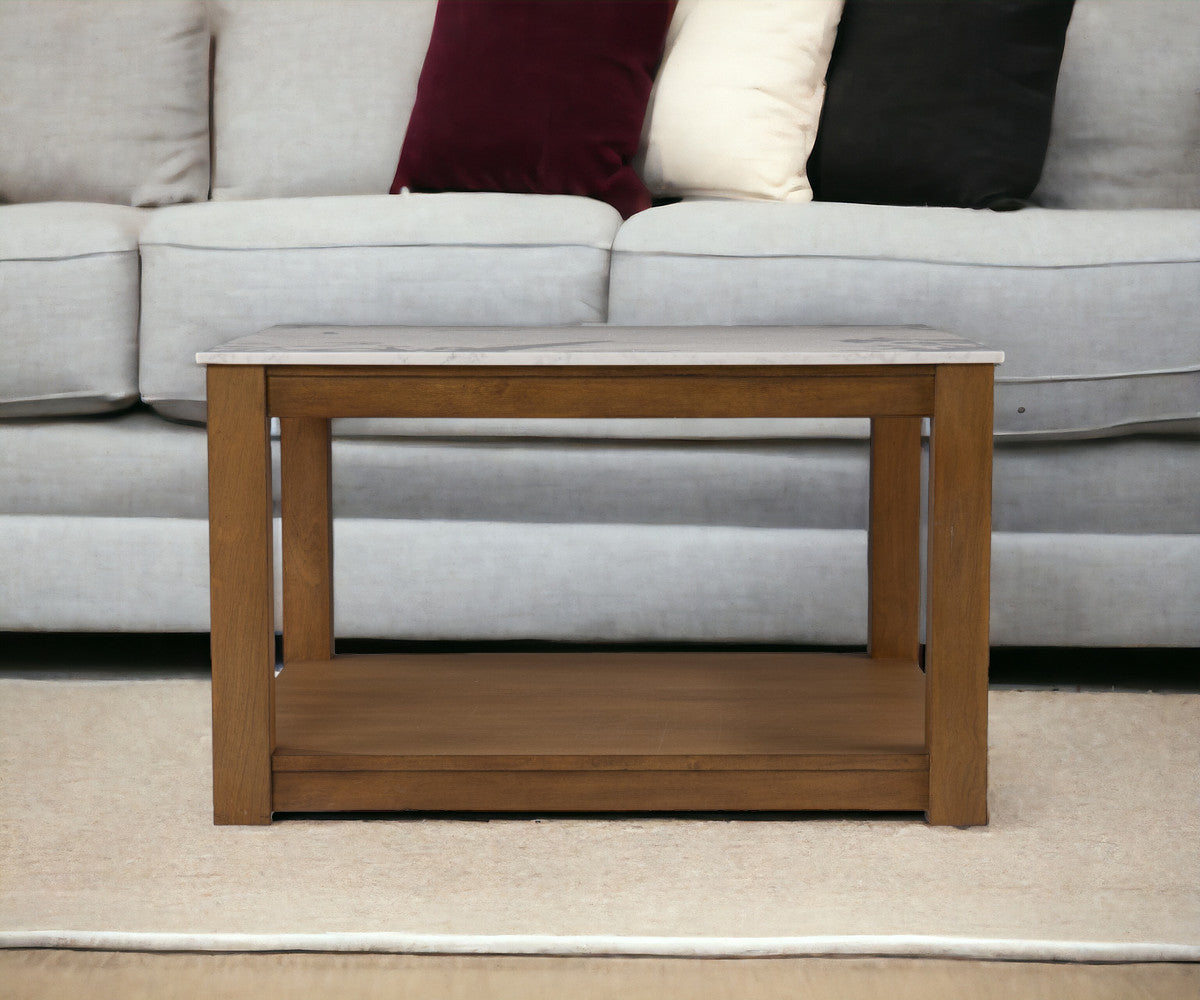 30" Natural And Natural Brown Solid Manufactured Wood Square Coffee Table