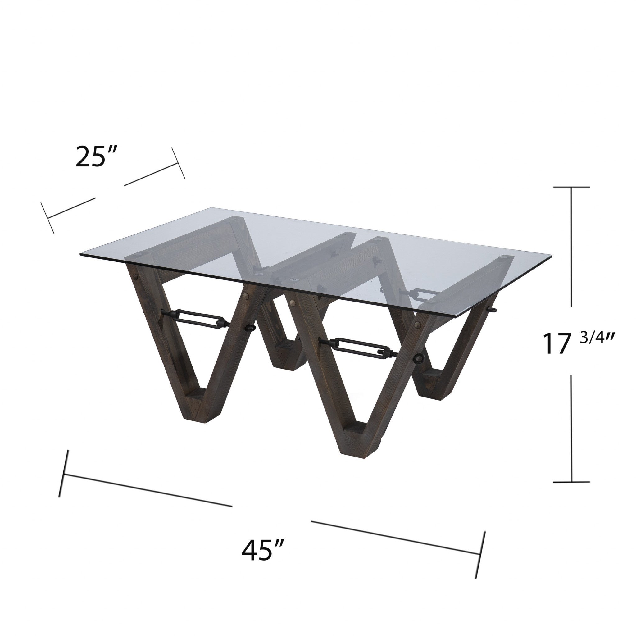 45" Brown Glass And Reclaimed Wood Coffee Table