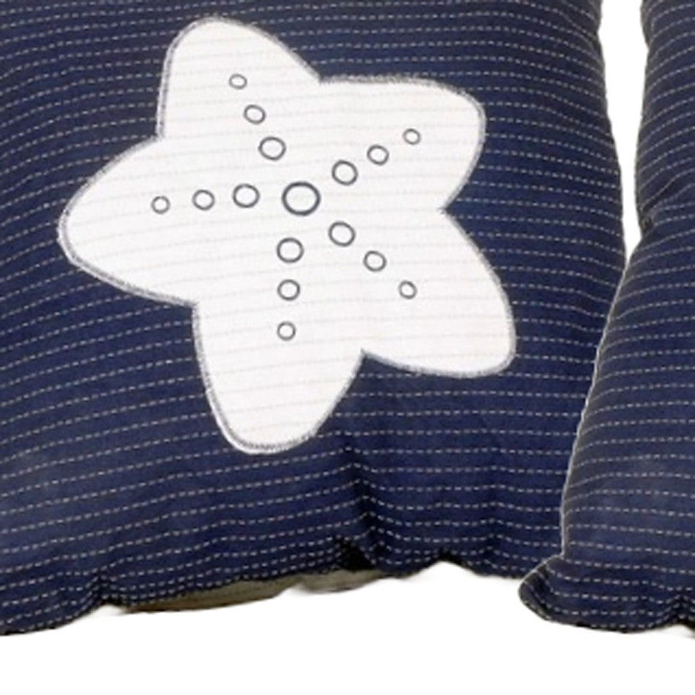 Set of Two Blue and White Starfish Throw Pillows