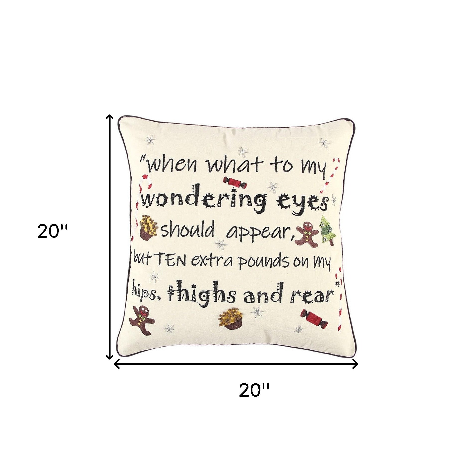 Ivory and Black Modern Christmas Sentiment Whimsical Throw Pillow