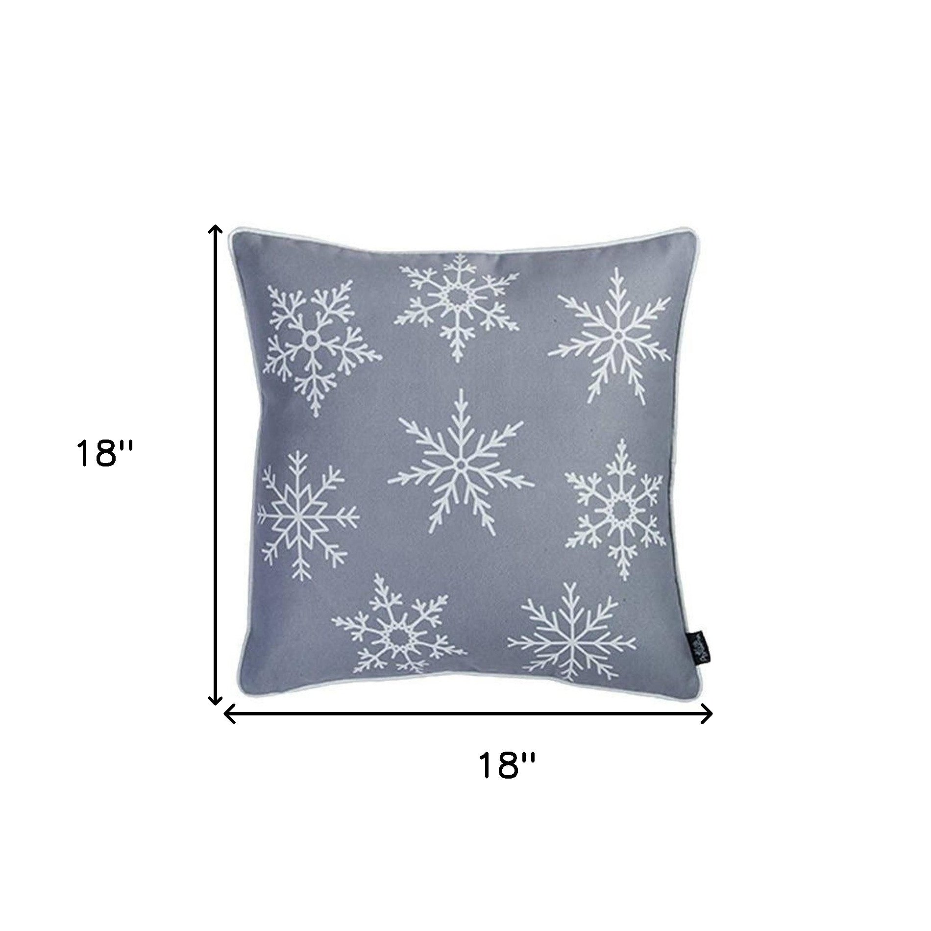 Set of 4 Gray and White Snowflakes Throw Pillows