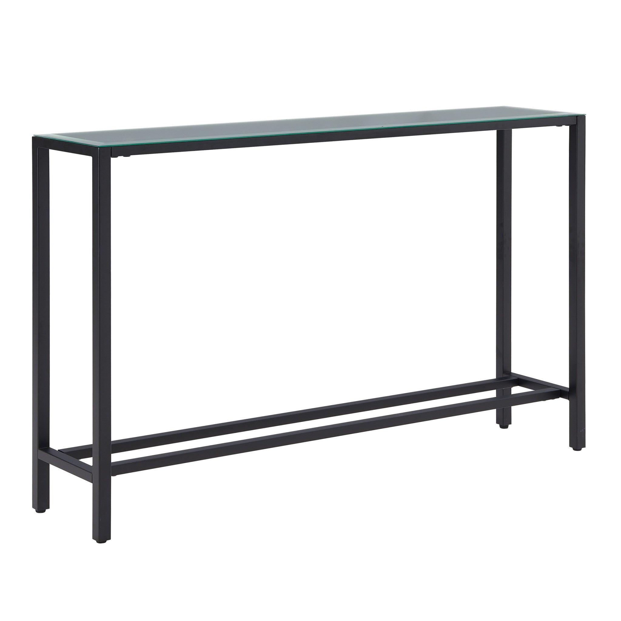 56" Black Mirrored Glass Console Table