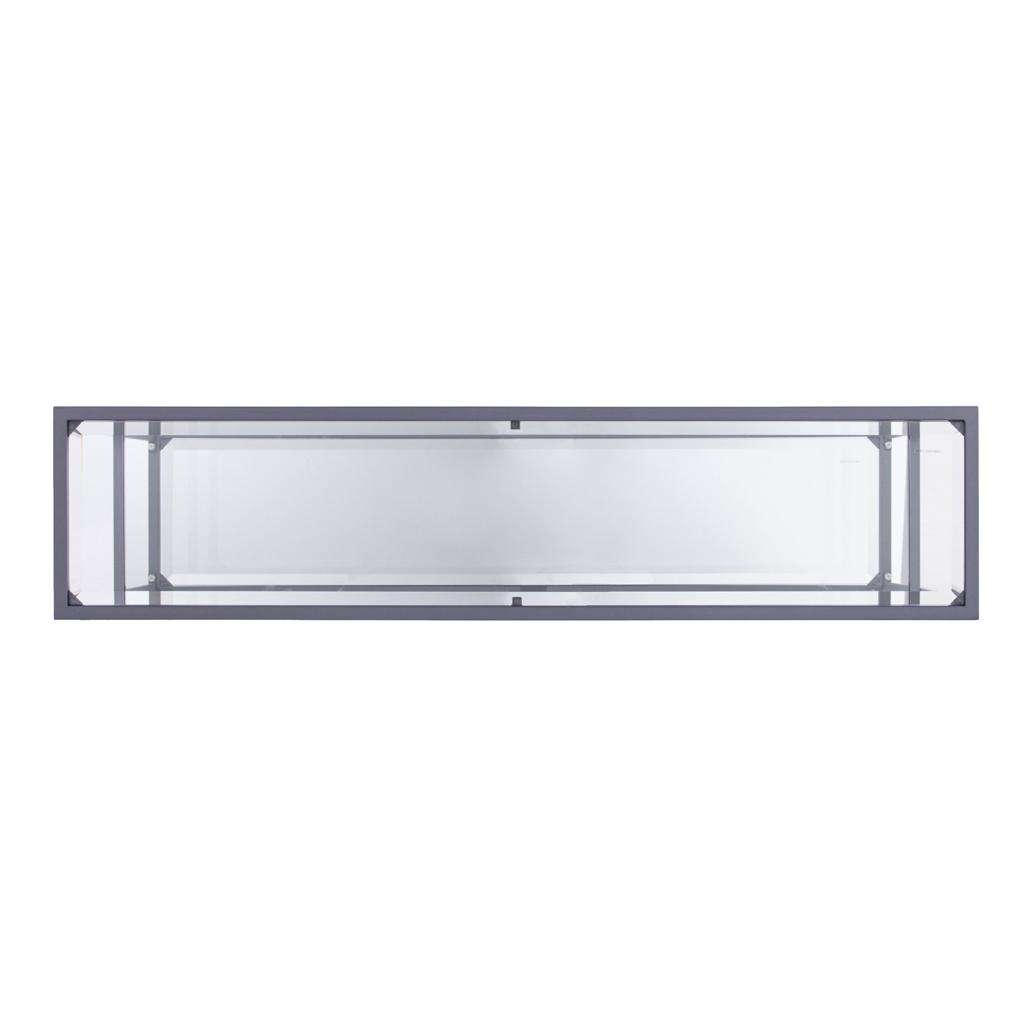 52" Clear and Silver Glass Sled Console Table With Shelves