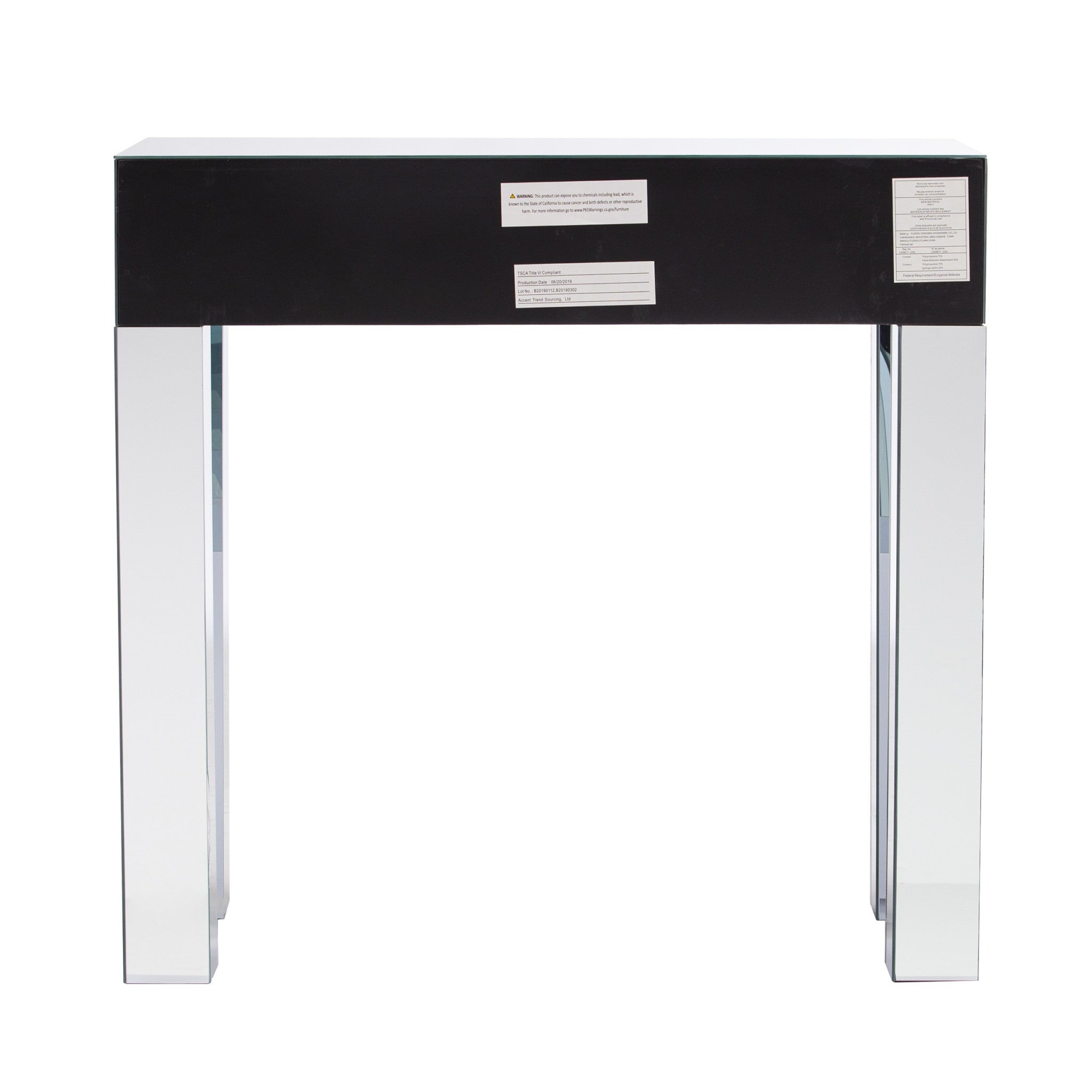 31" Silver Mirrored Glass Console Table With Storage