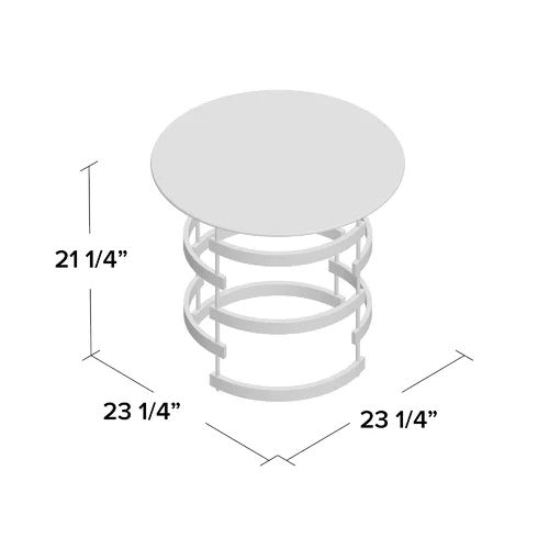 21" Champagne Glass And Iron Round End Table