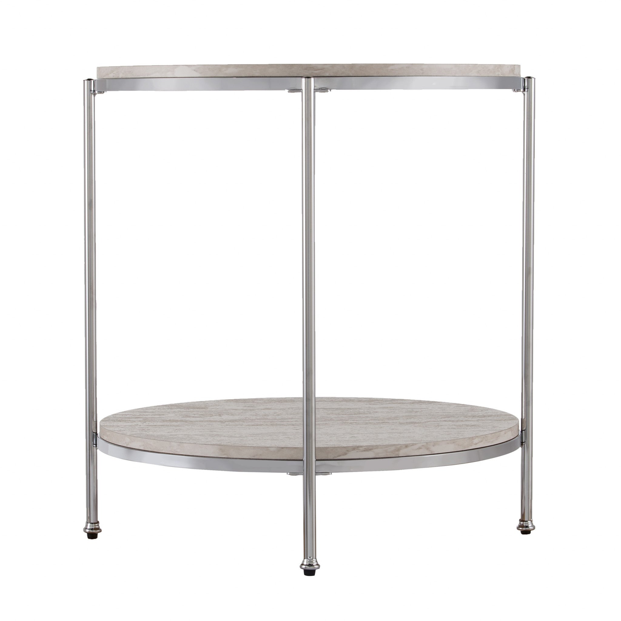 24" Chrome Manufactured Wood And Iron Rectangular End Table With Shelf
