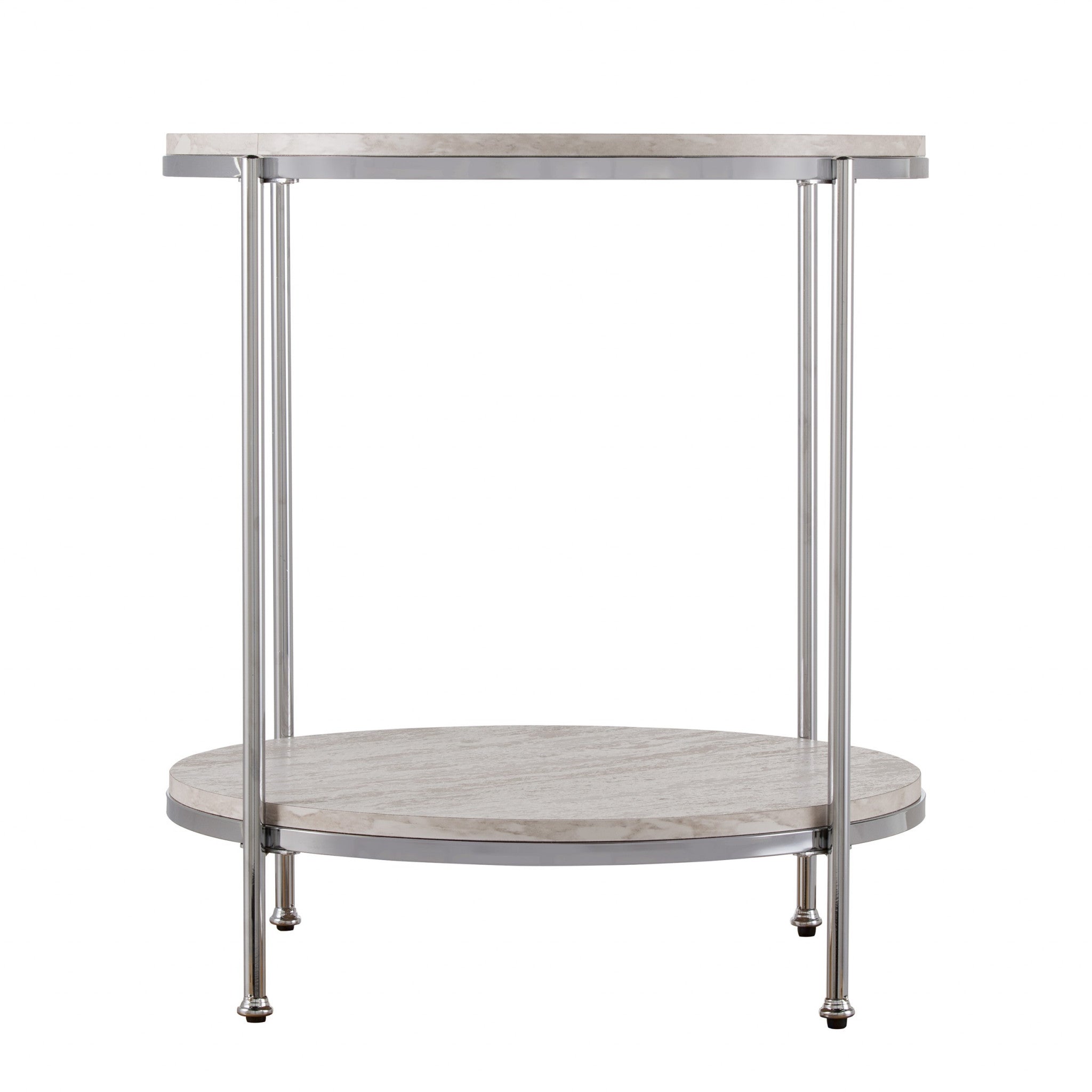 24" Chrome Manufactured Wood And Iron Rectangular End Table With Shelf