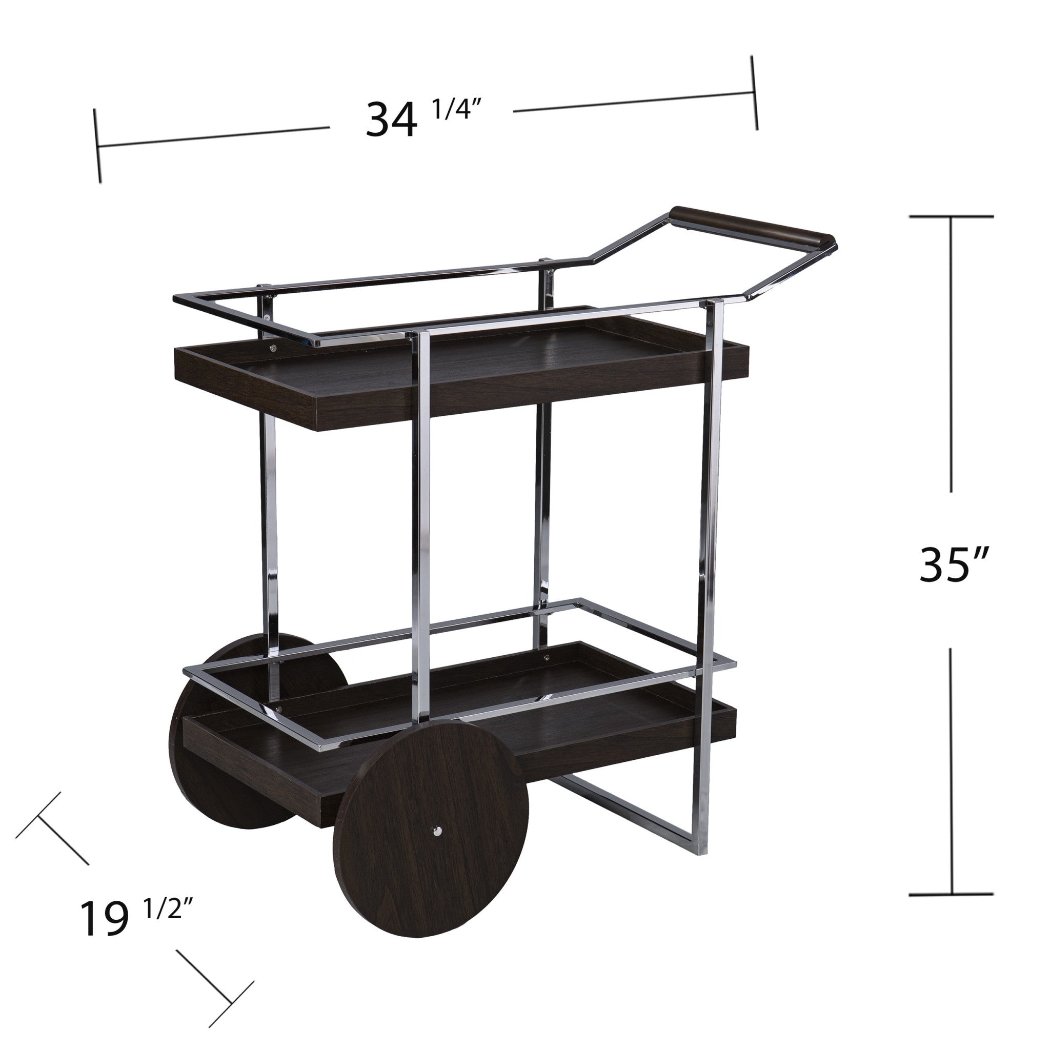 Brown and Silver Mod Rolling Bar Cart