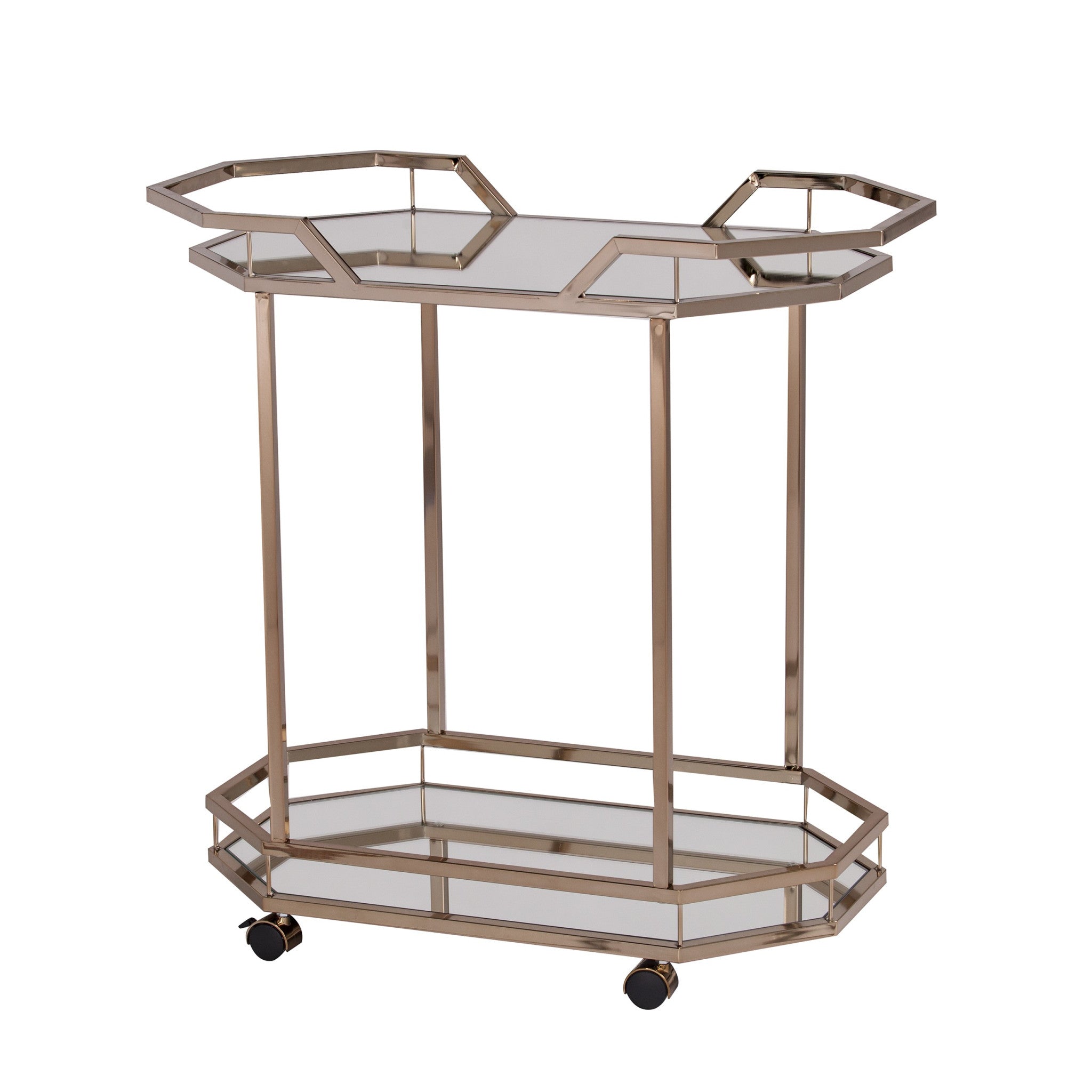 Champagne Iron And Mirrored Glass Bar Cart