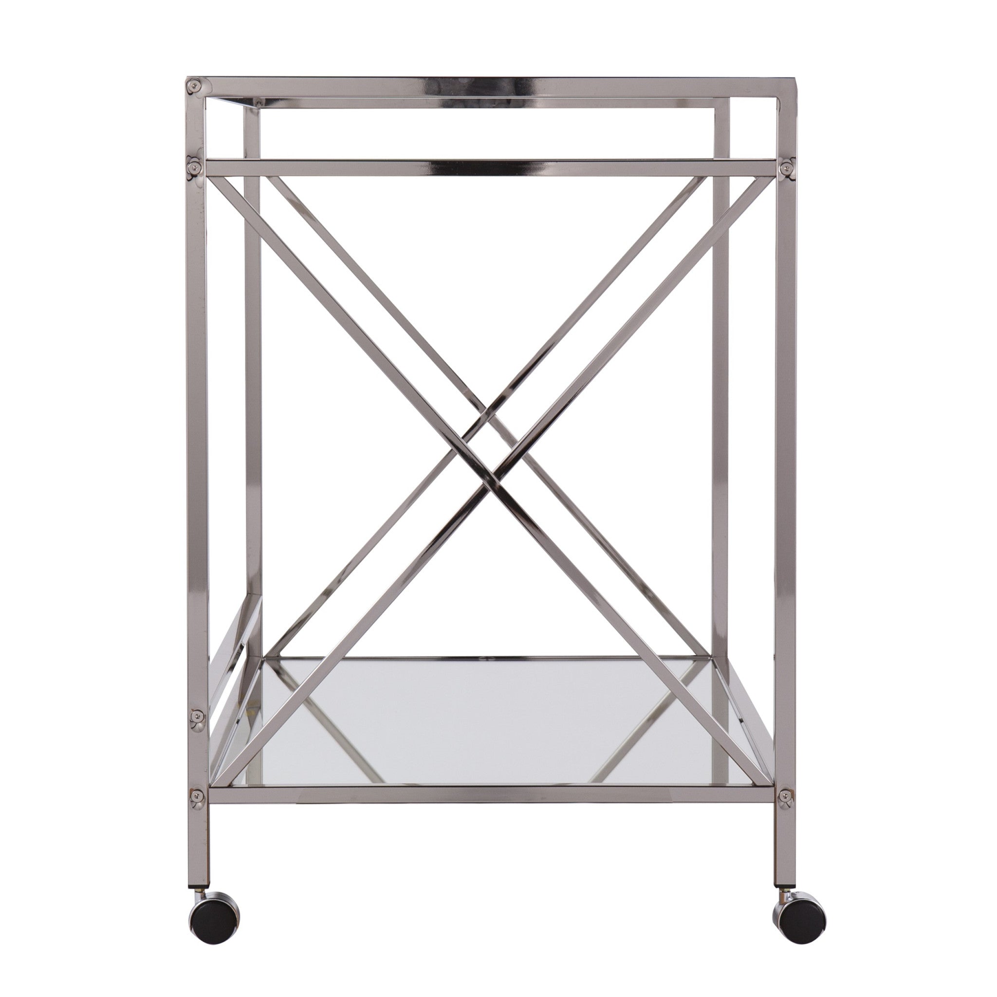 Silver Metal And Mirrored Glass Bar Cart