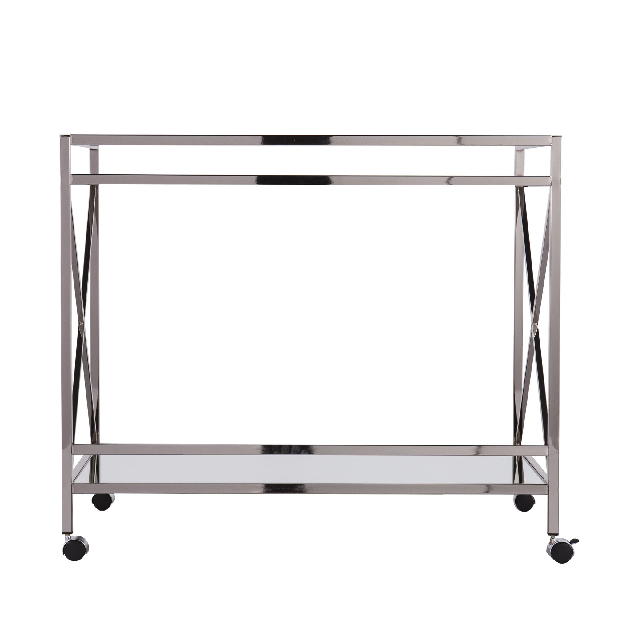 Silver Metal And Mirrored Glass Bar Cart