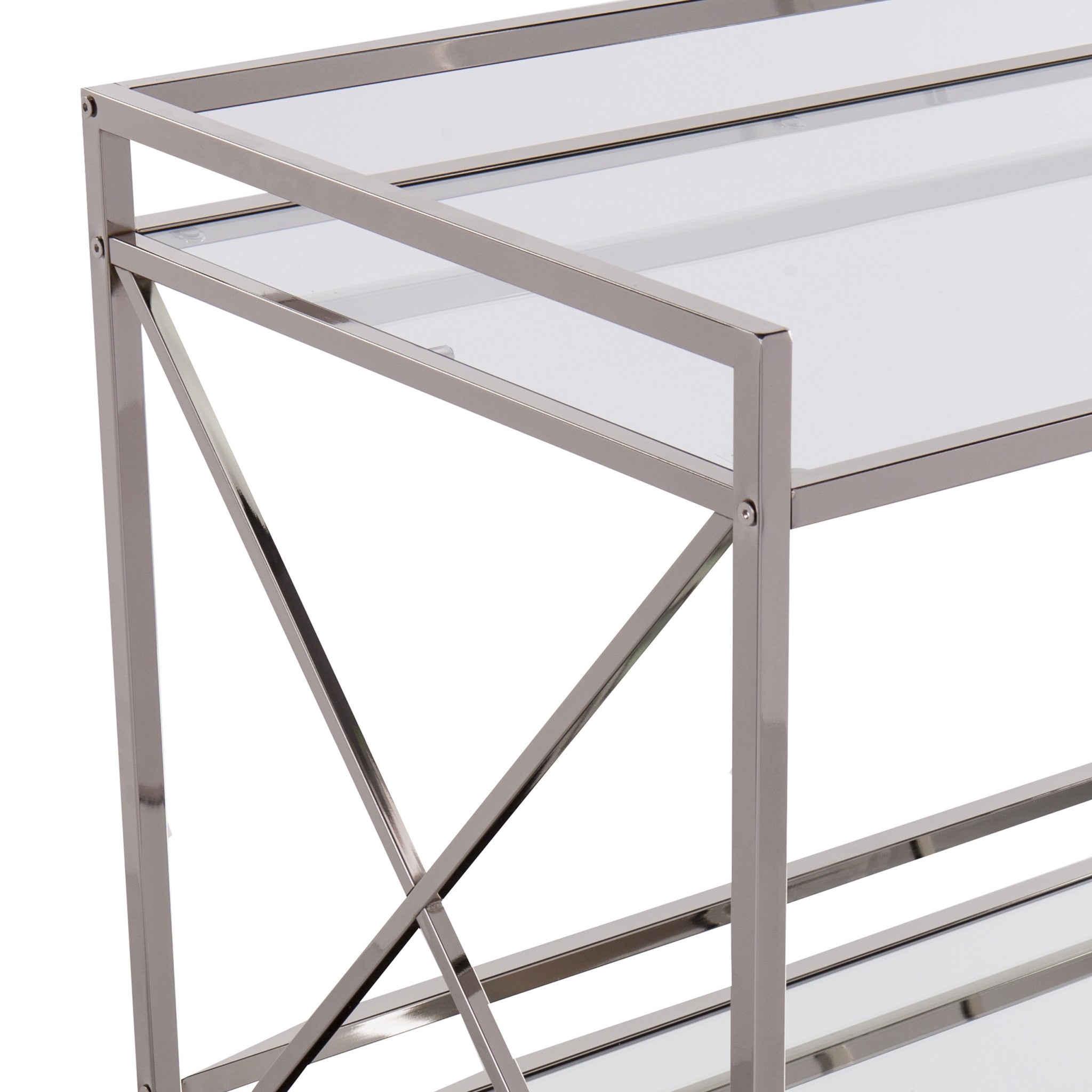 Silver Metal And Mirrored Glass Bar Cart