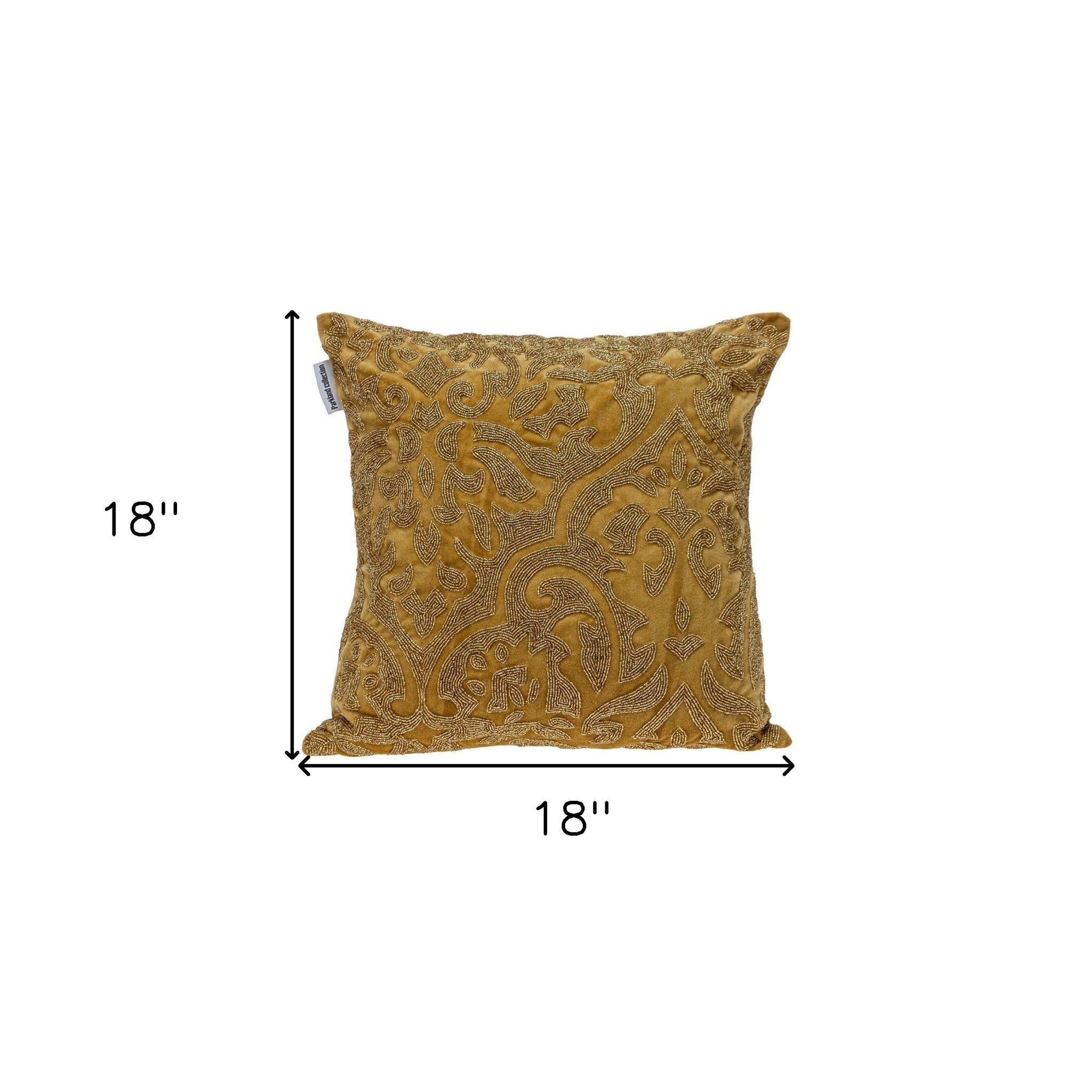 Luxe Velvet Mustard Yellow Beaded Throw Pillow