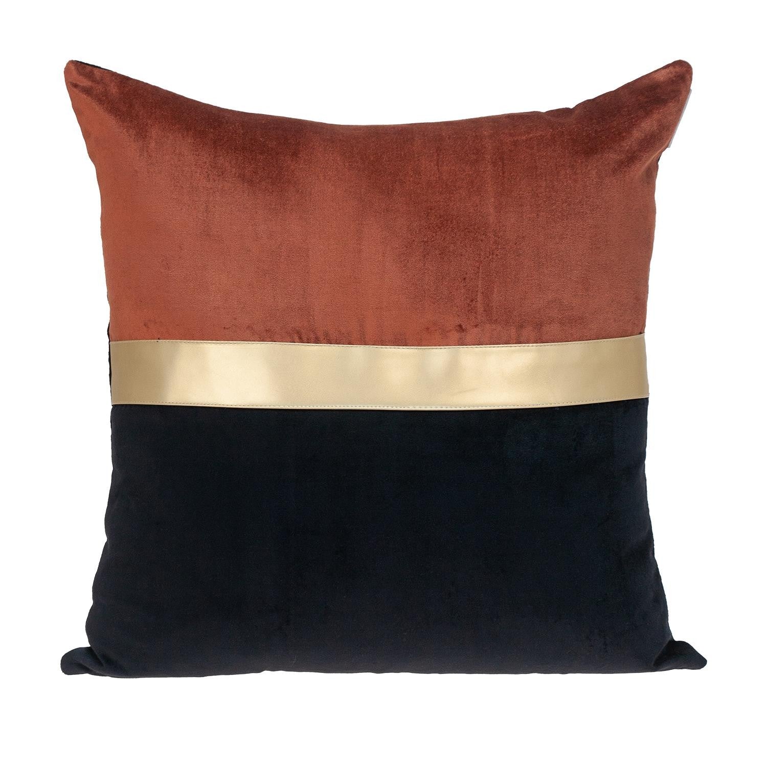 Brown Gold and Black Tufted Velvet Square Pillow