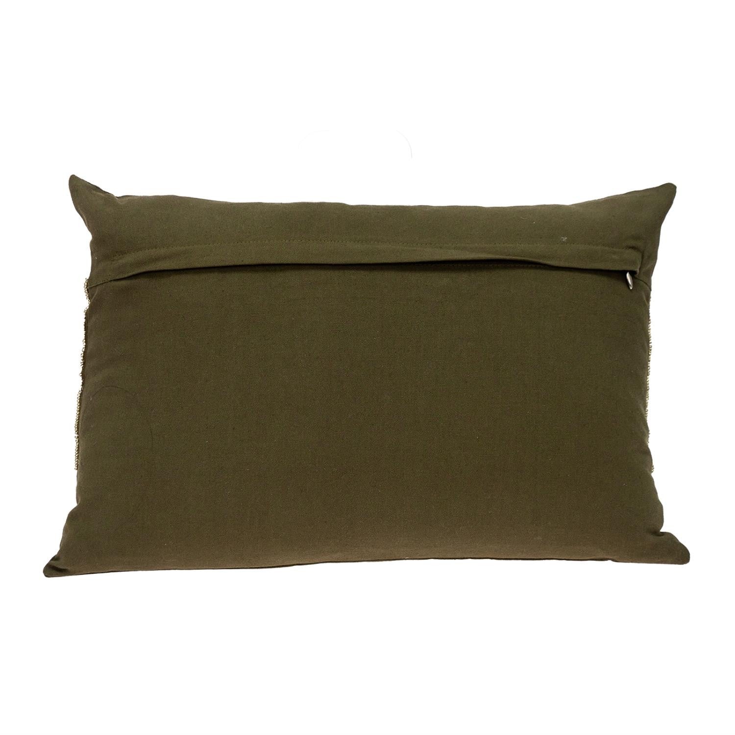 Glam Olive with Gold Sequins Lumbar Throw Pillow