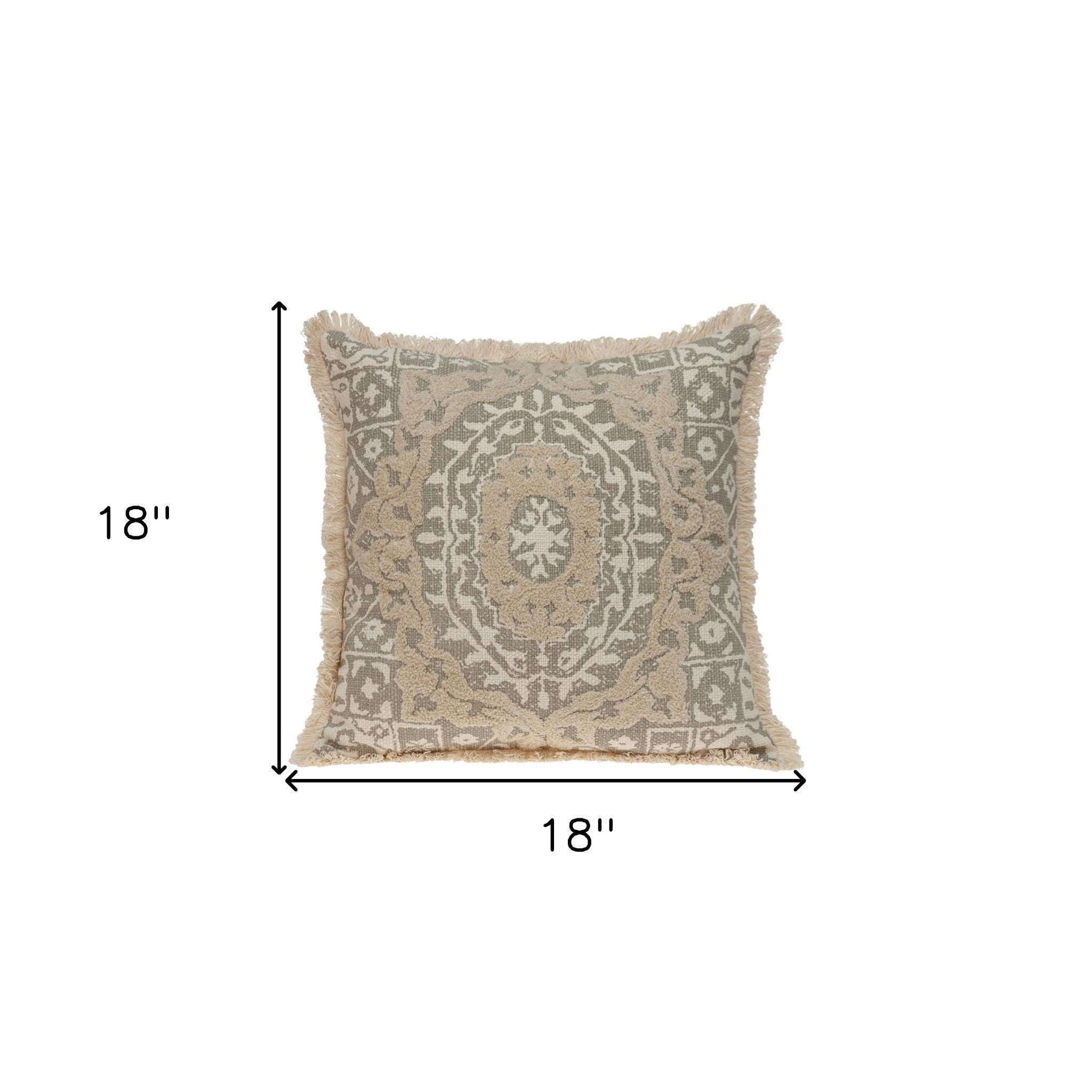 Boho Garland Beige and Khaki Decorative Accent Pillow