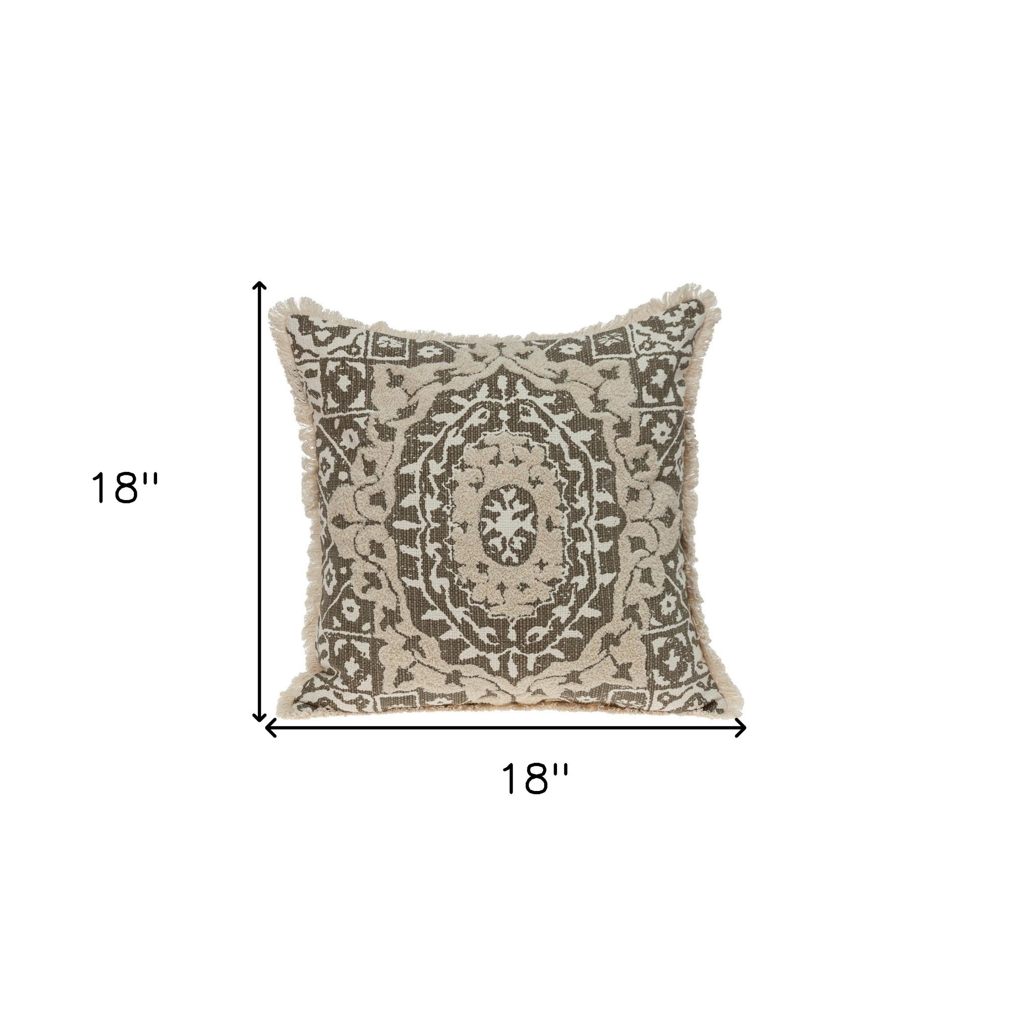 Boho Garland Beige and Dark Brown Decorative Accent Pillow