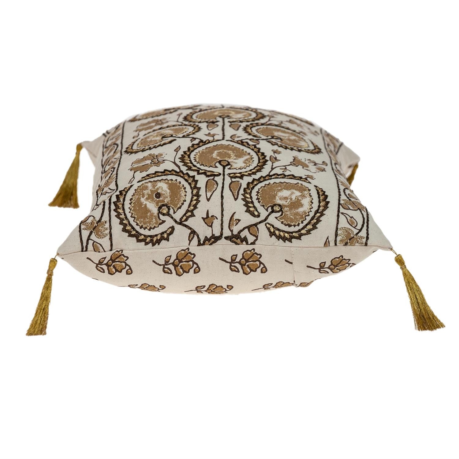 Gold and Bronze Embroidered Decorative Lumbar Pillow