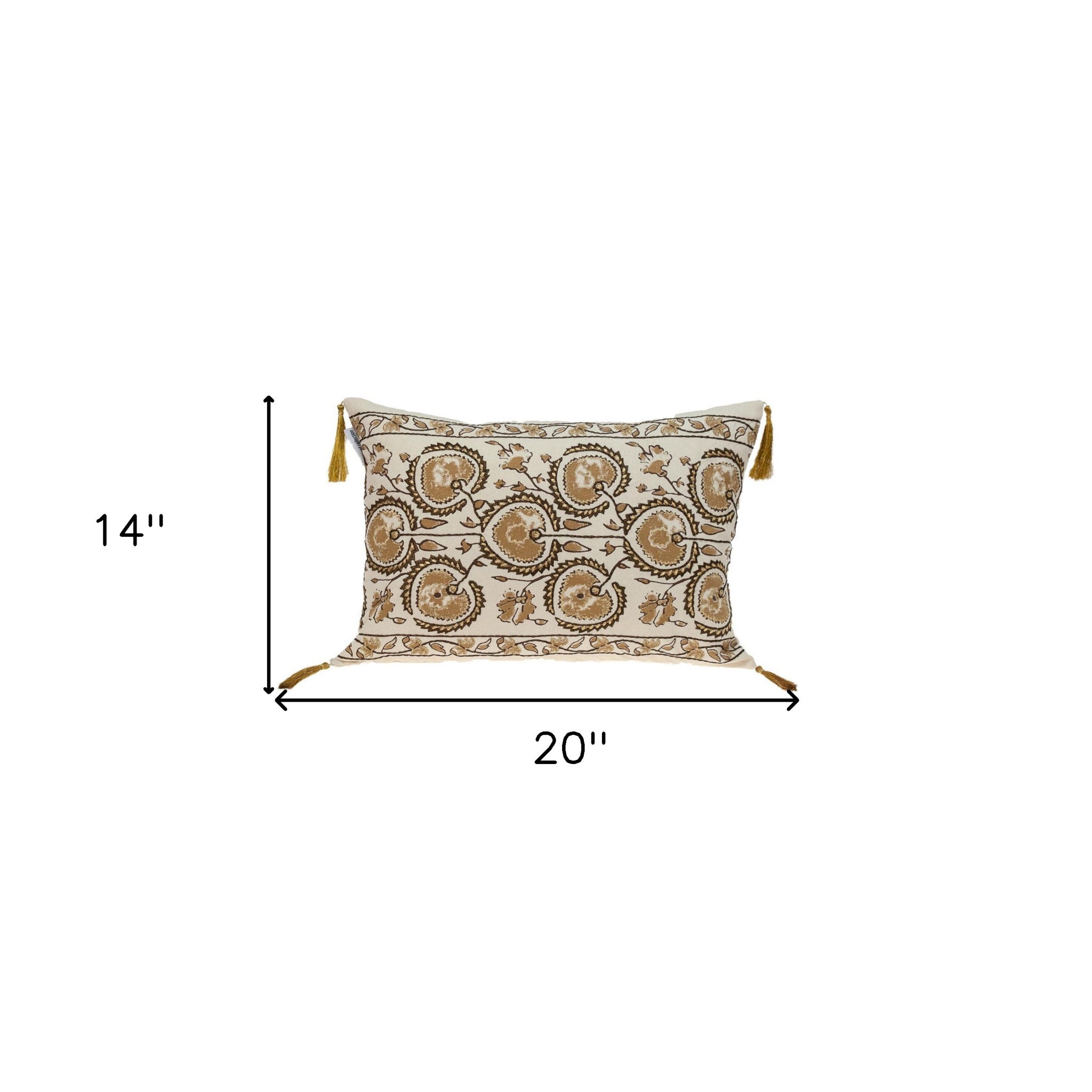 Gold and Bronze Embroidered Decorative Lumbar Pillow