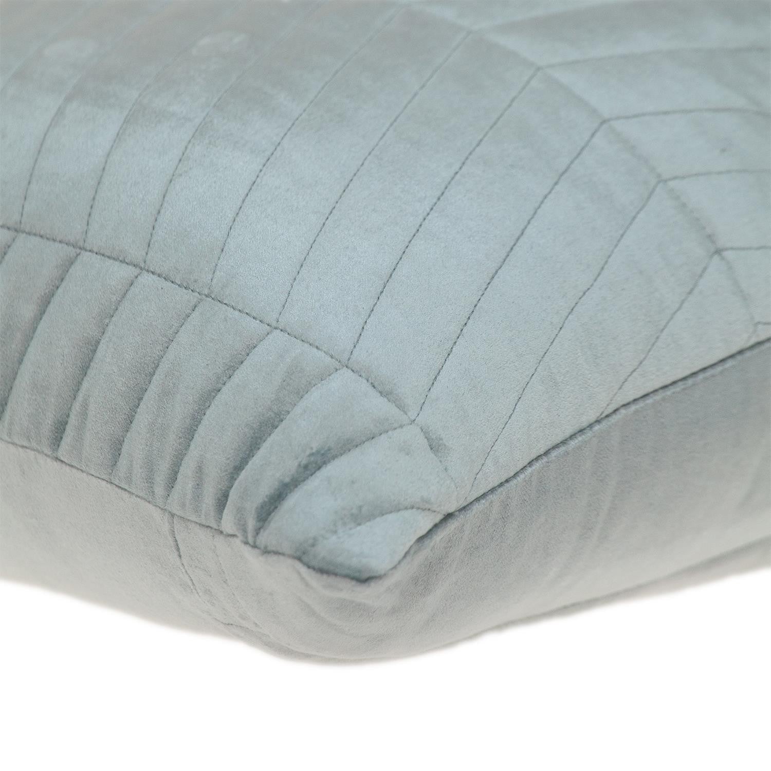 Gray Quilted Velvet Zig Zag Decorative Lumbar Pillow