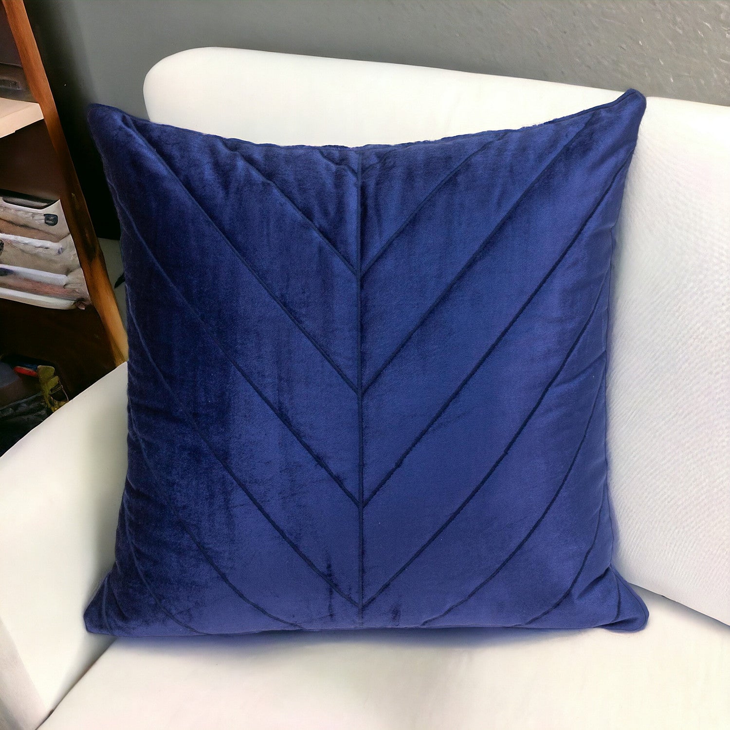 Quilted Velvet Arrows Blue Decorative Throw Pillow