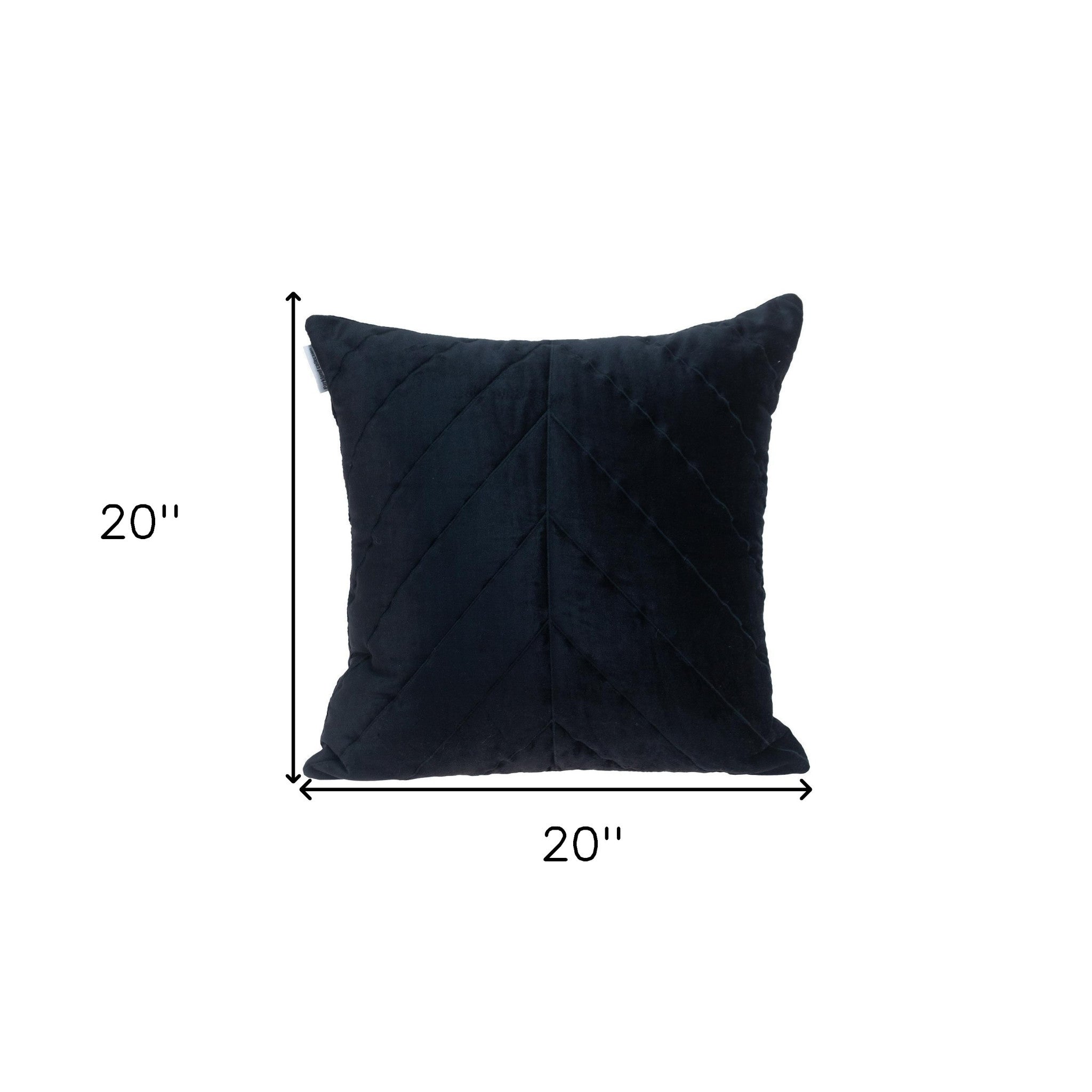 20" Black Cotton Blend Throw Pillow