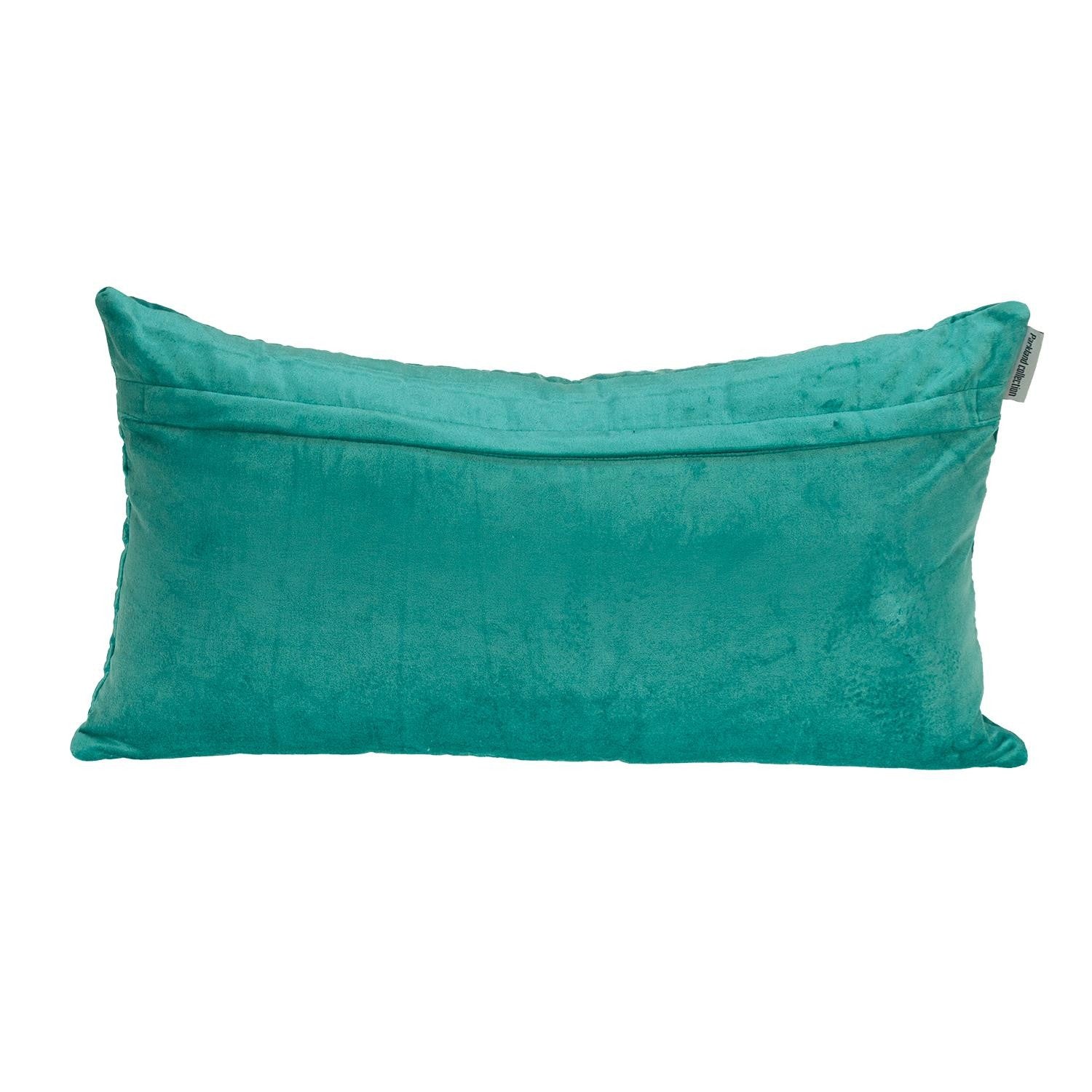 Aqua Quilted Velvet Geo Lumbar Decorative Pillow