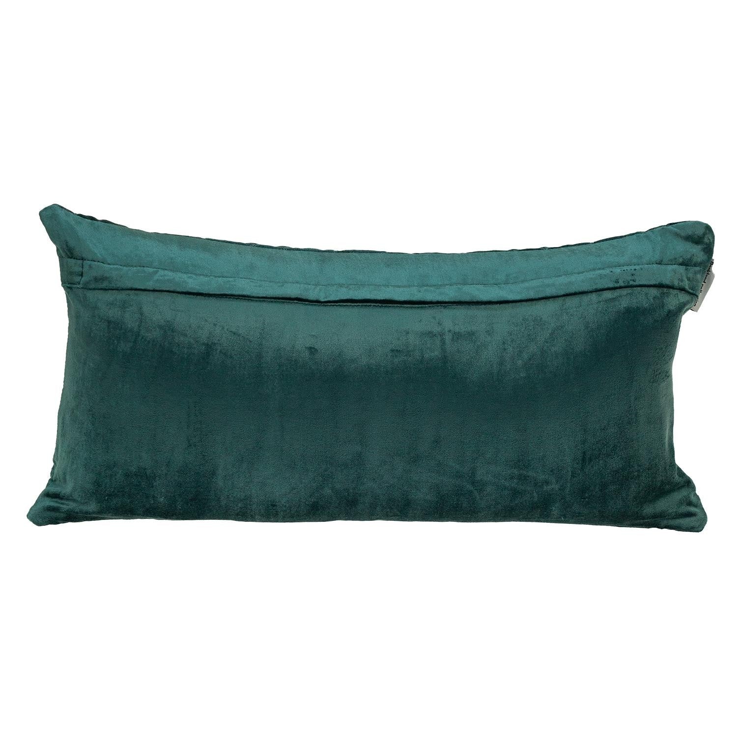 Teal Quilted Velvet Geo Lumbar Decorative Pillow